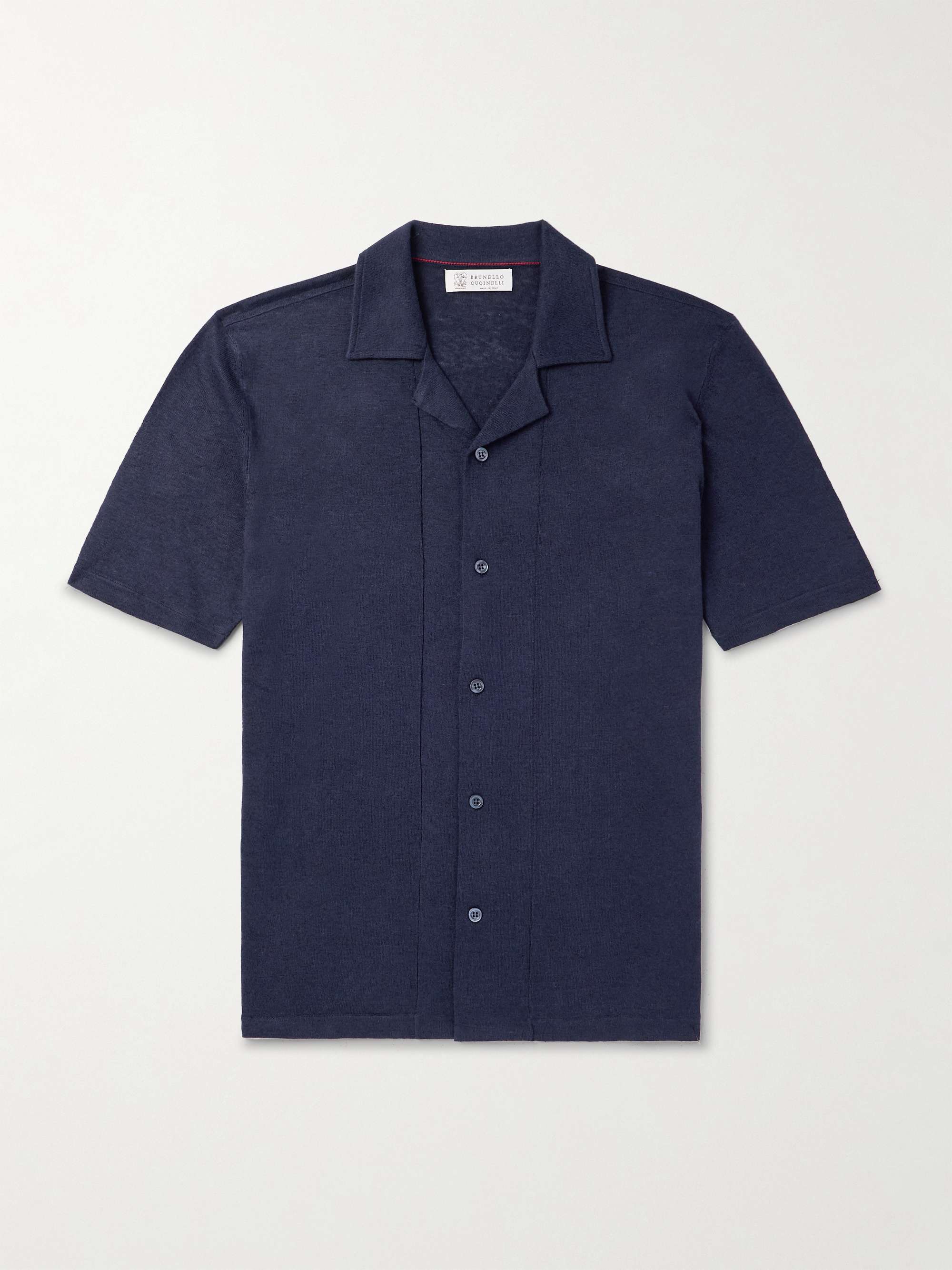 Camp-Collar Slub Linen and Cotton-Blend Shirt view