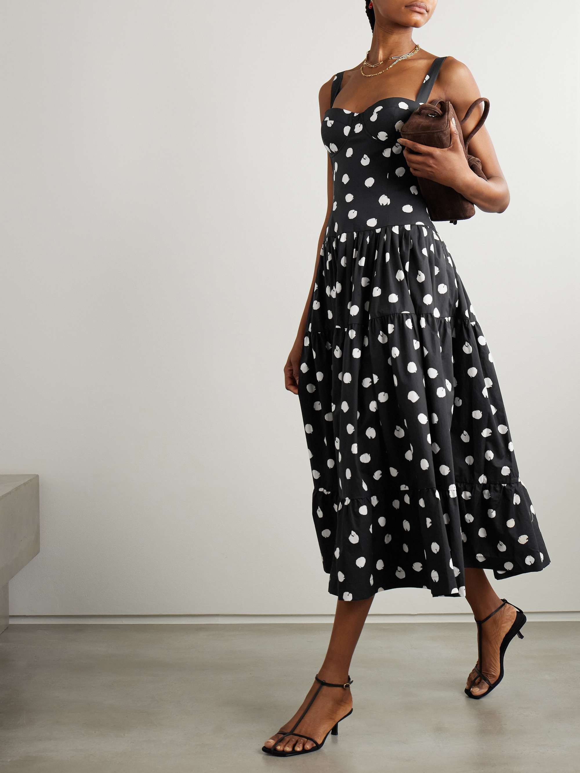 Santiago smocked tiered polka-dot cotton-poplin midi dress view