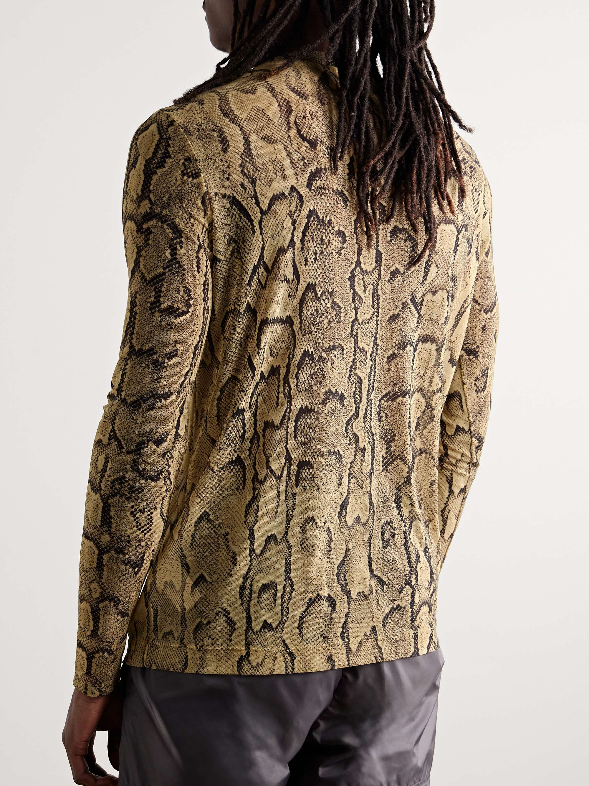Slim-Fit Snake-Print Stretch-Mesh T-Shirt view