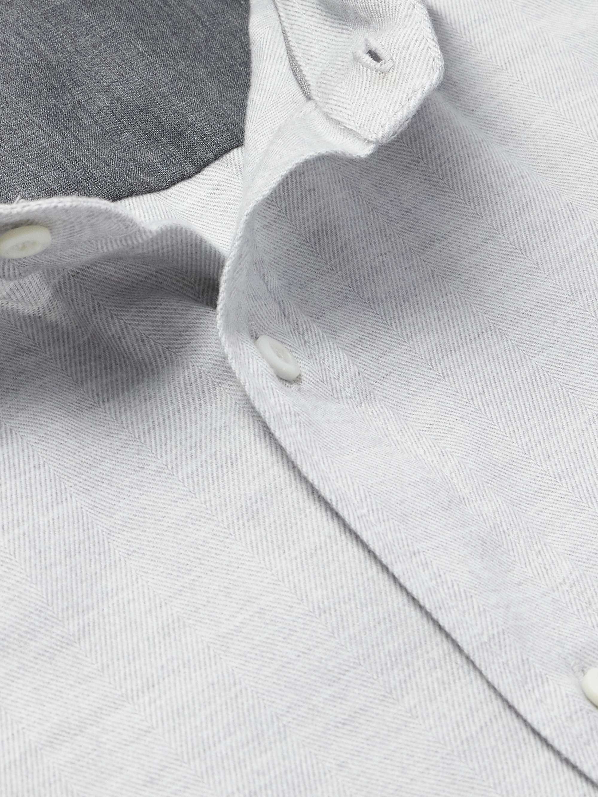 Herringbone Cotton and Lyocell-Blend Flannel Shirt view