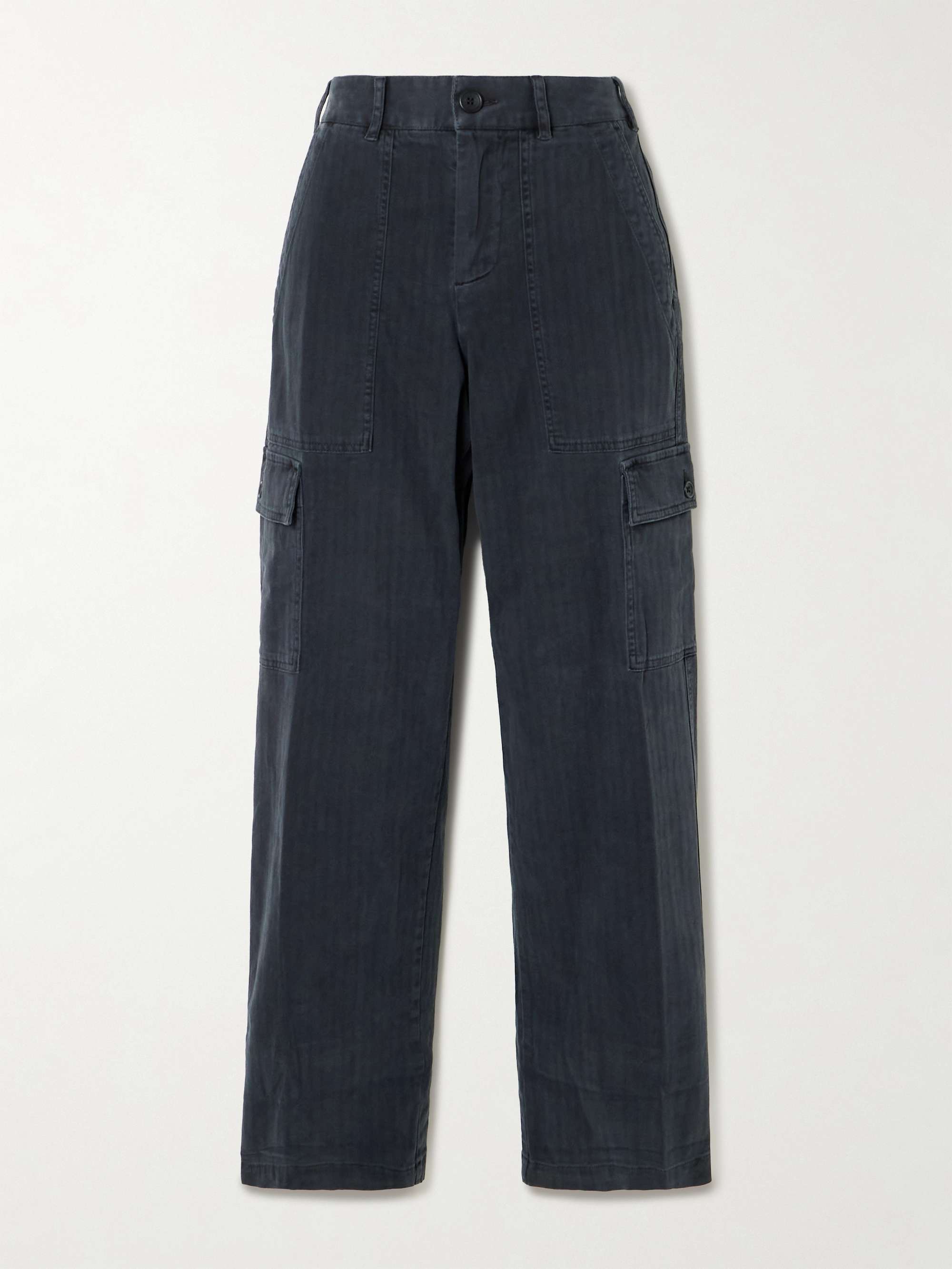 Herringbone cotton-blend cargo pants view