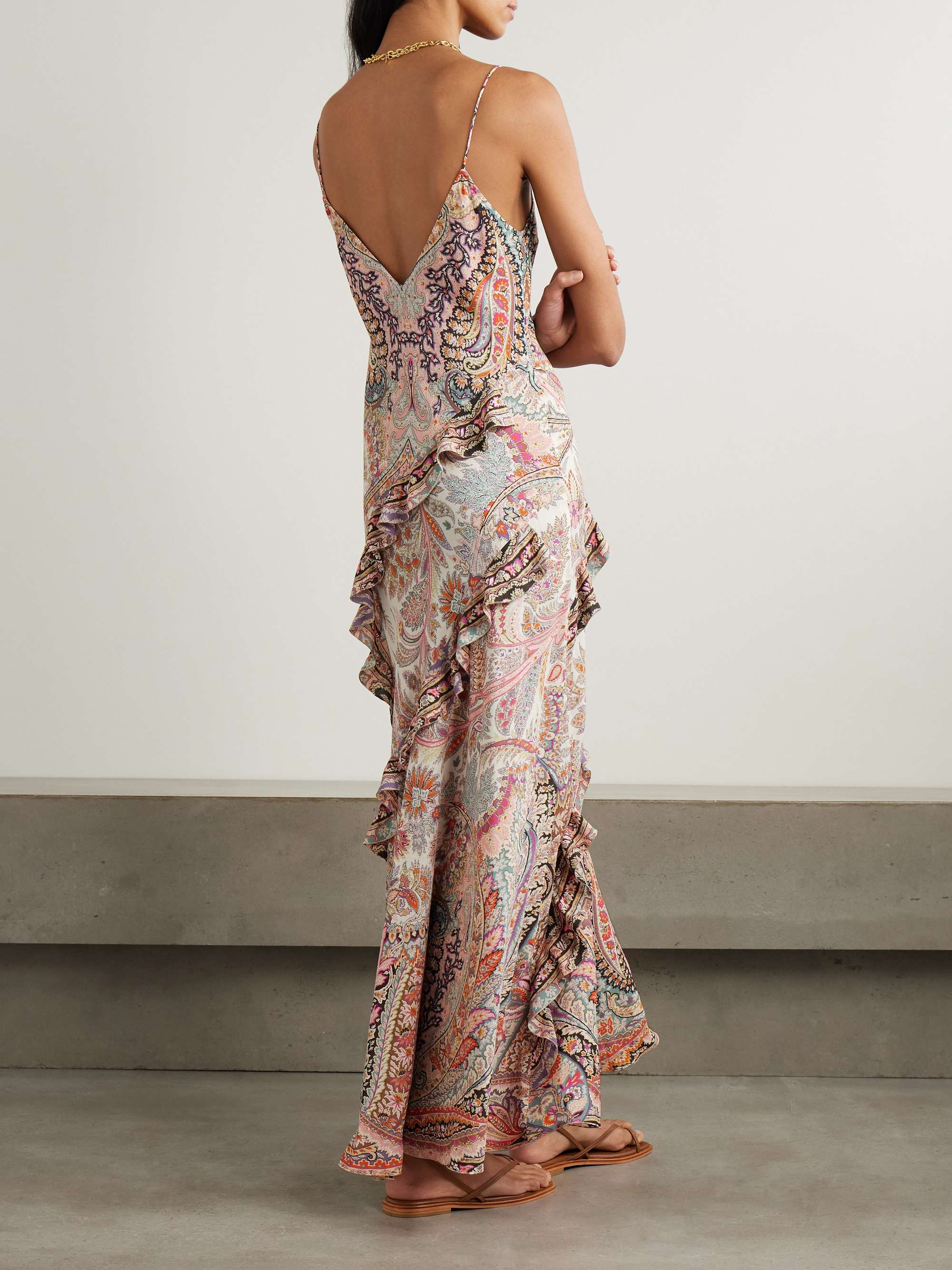 Ruffled printed georgette midi dress view