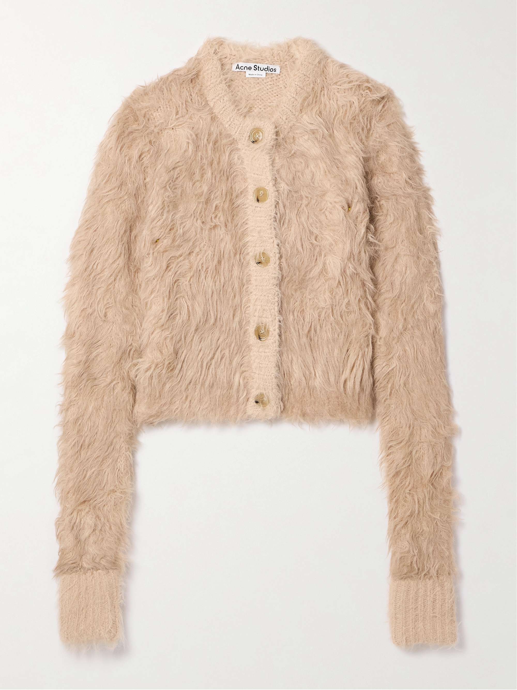 Cropped brushed knitted cardigan view