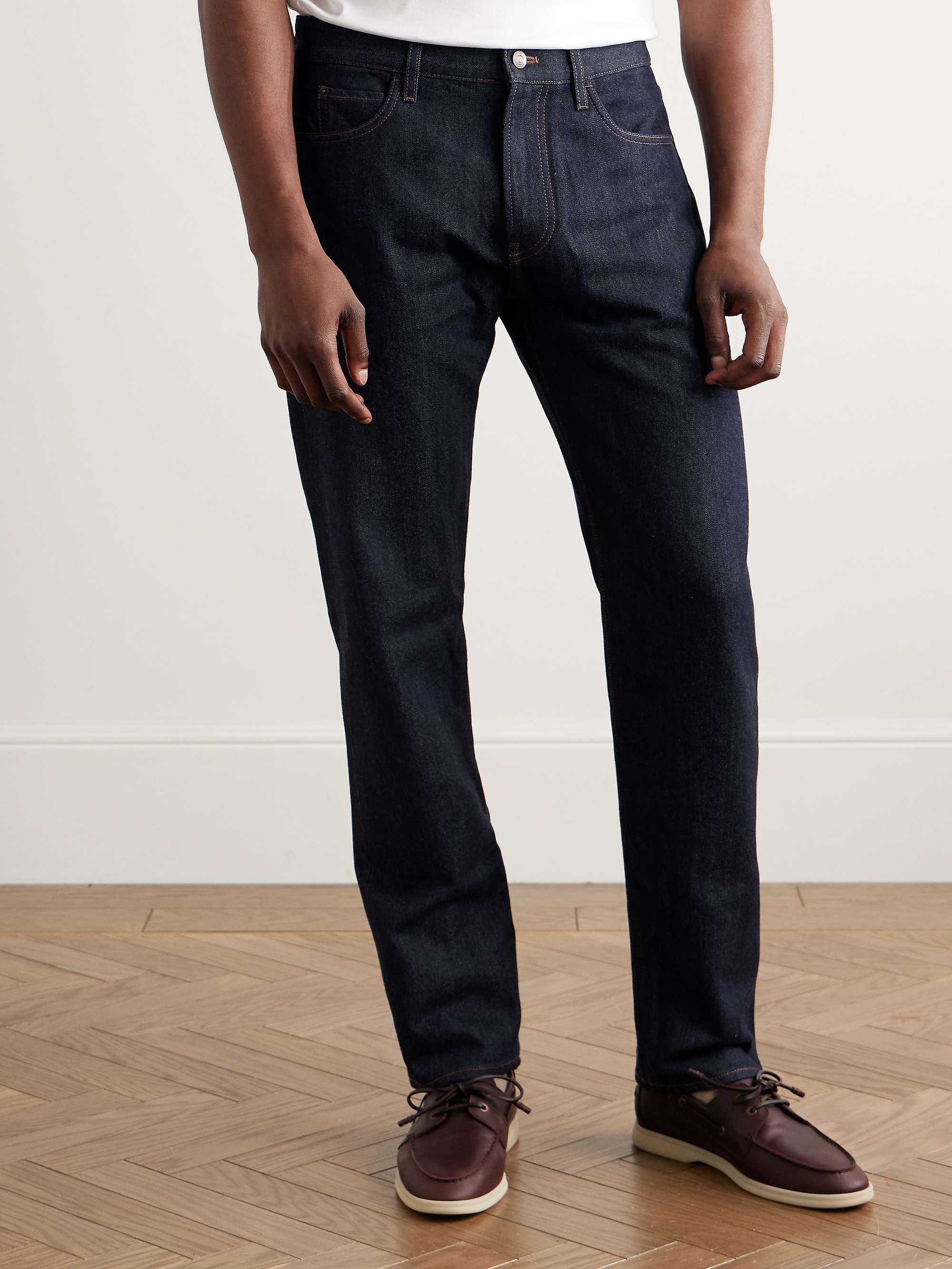 Straight-Leg Cotton and Cashmere-Blend Jeans view