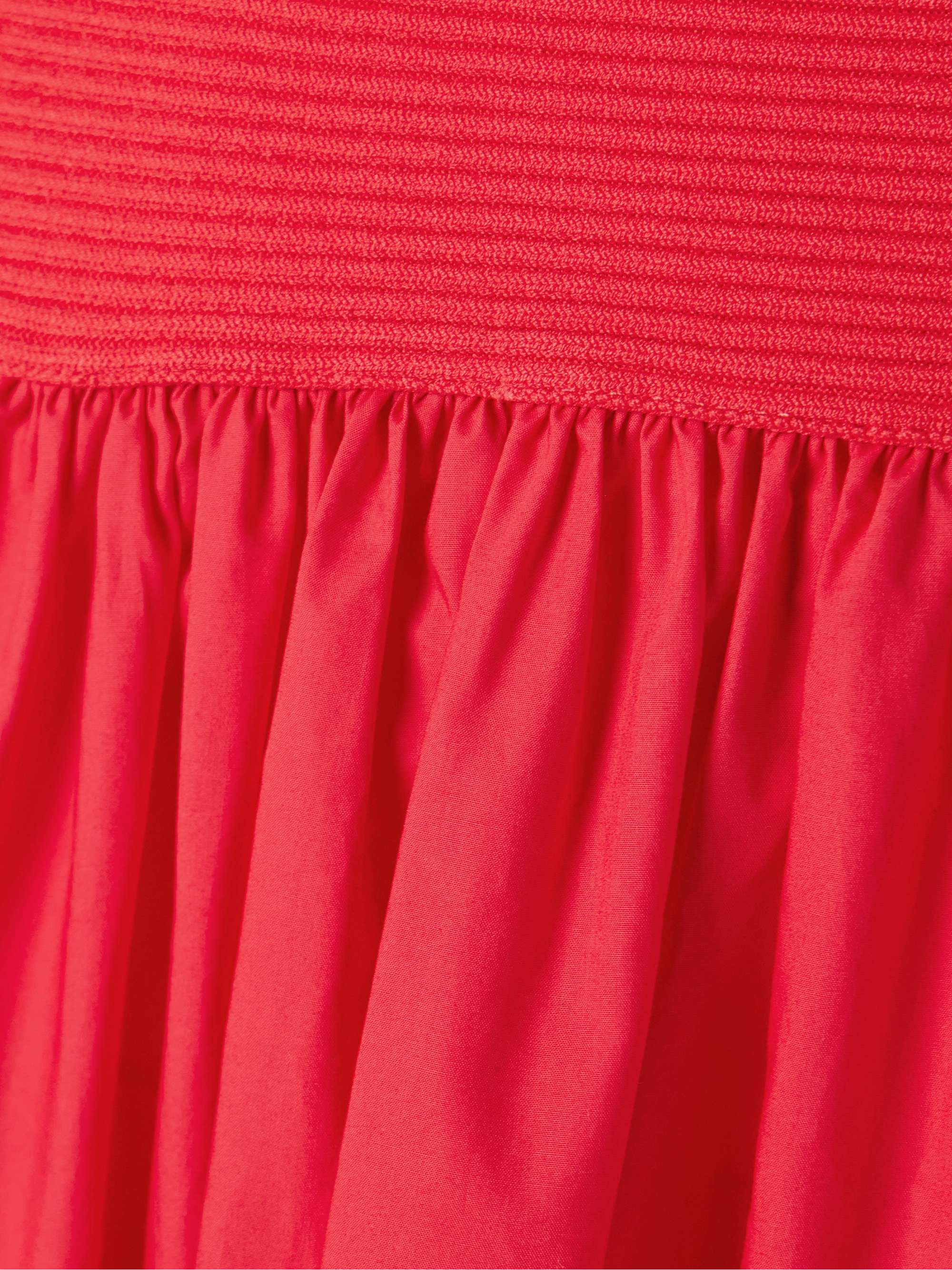 Glasbury strapless ribbed-knit and gathered cotton-poplin midi dress view