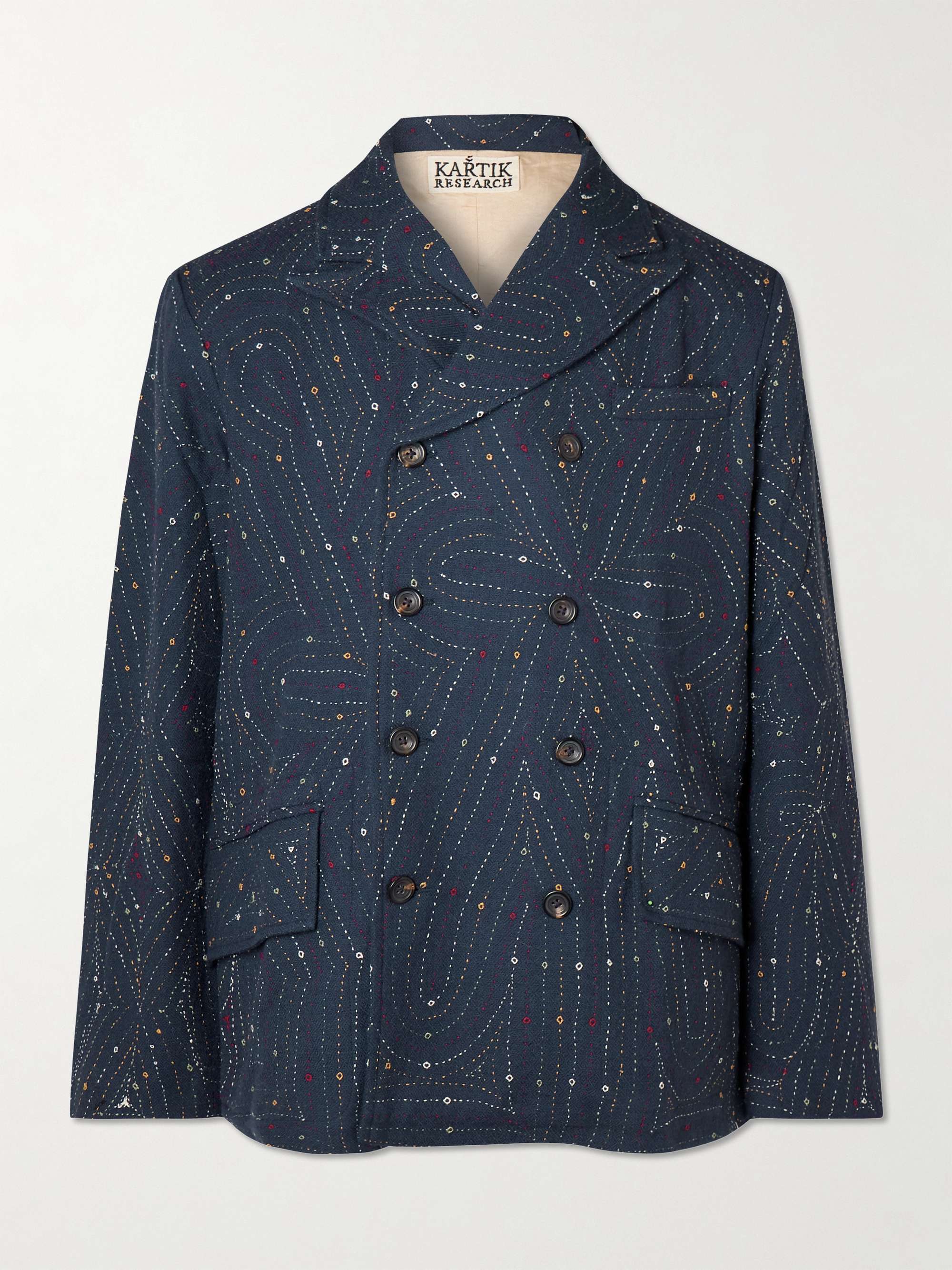 Double-Breasted Embroidered Wool Blazer view