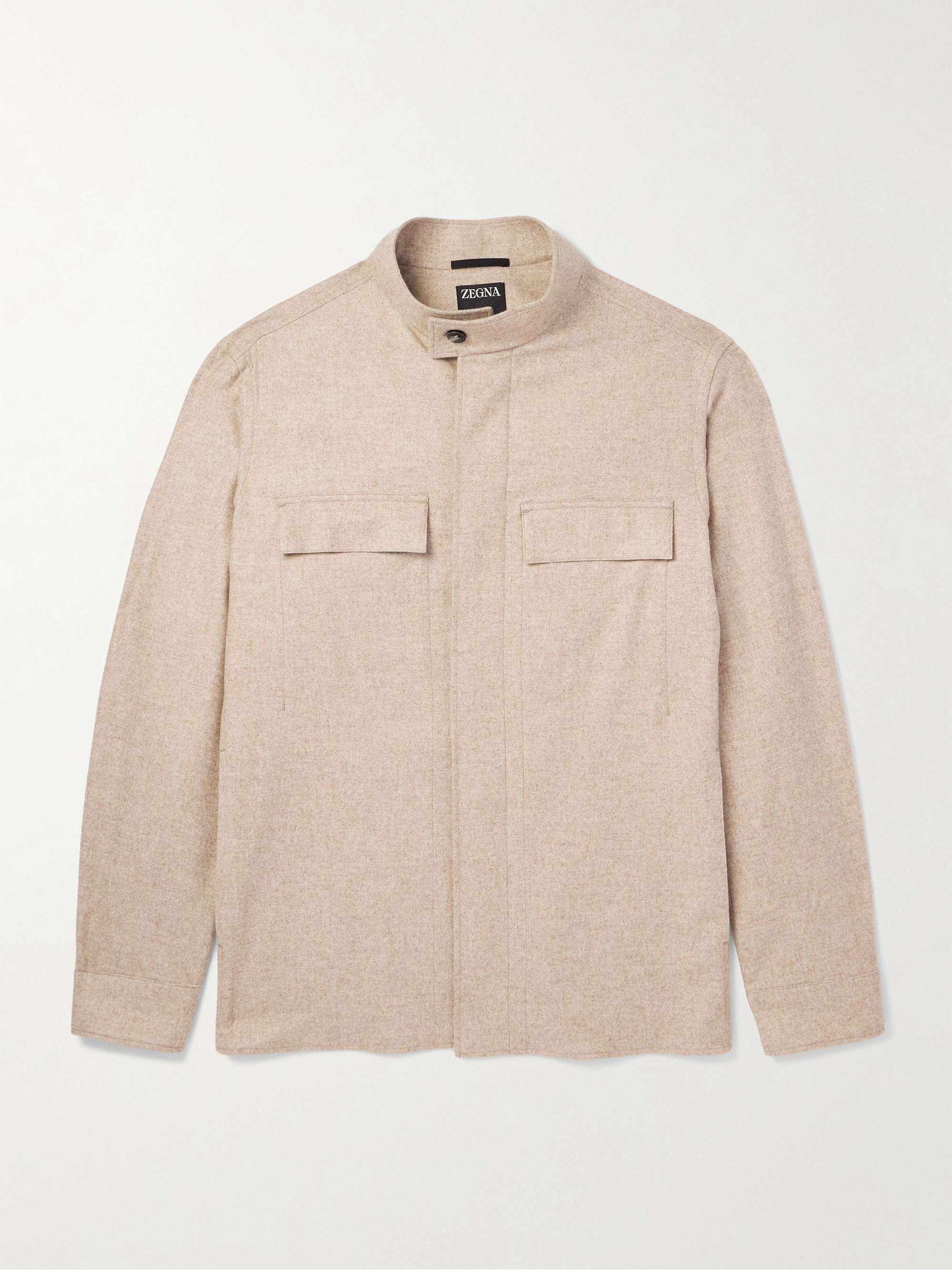 Grandad-Collar Cashmere Overshirt view
