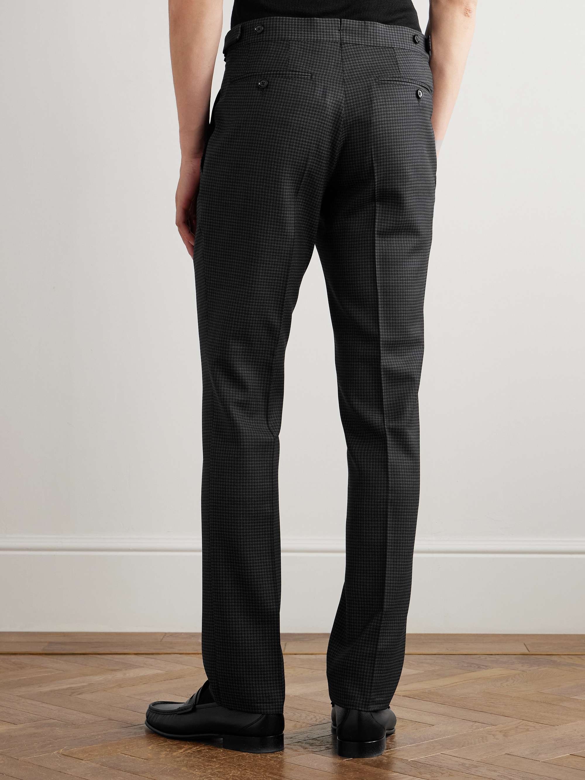 Dyllan Slim-Fit Houndstooth Wool-Blend Suit Trousers view