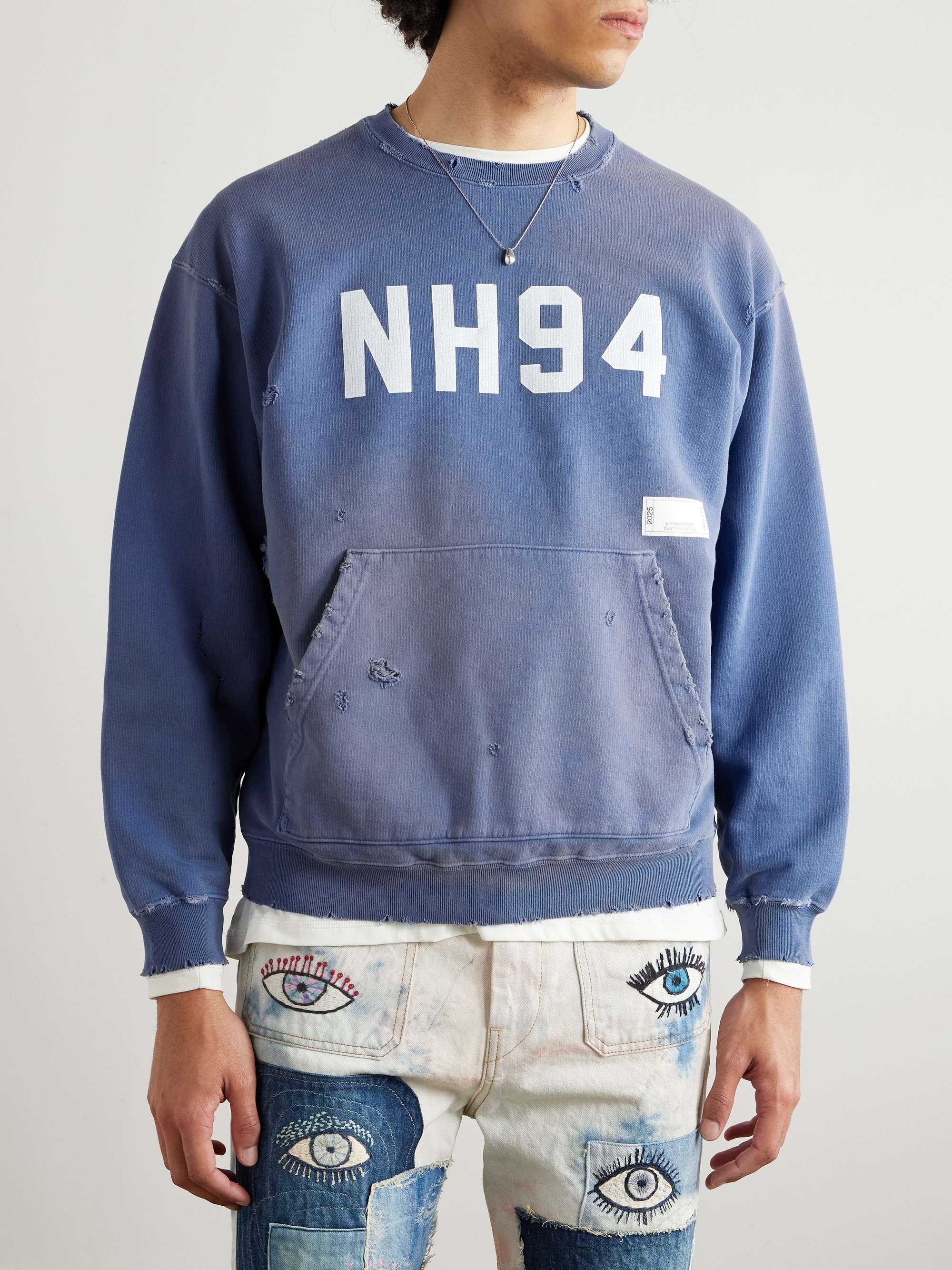 Savage Printed Distressed Cotton-Jersey Sweatshirt view