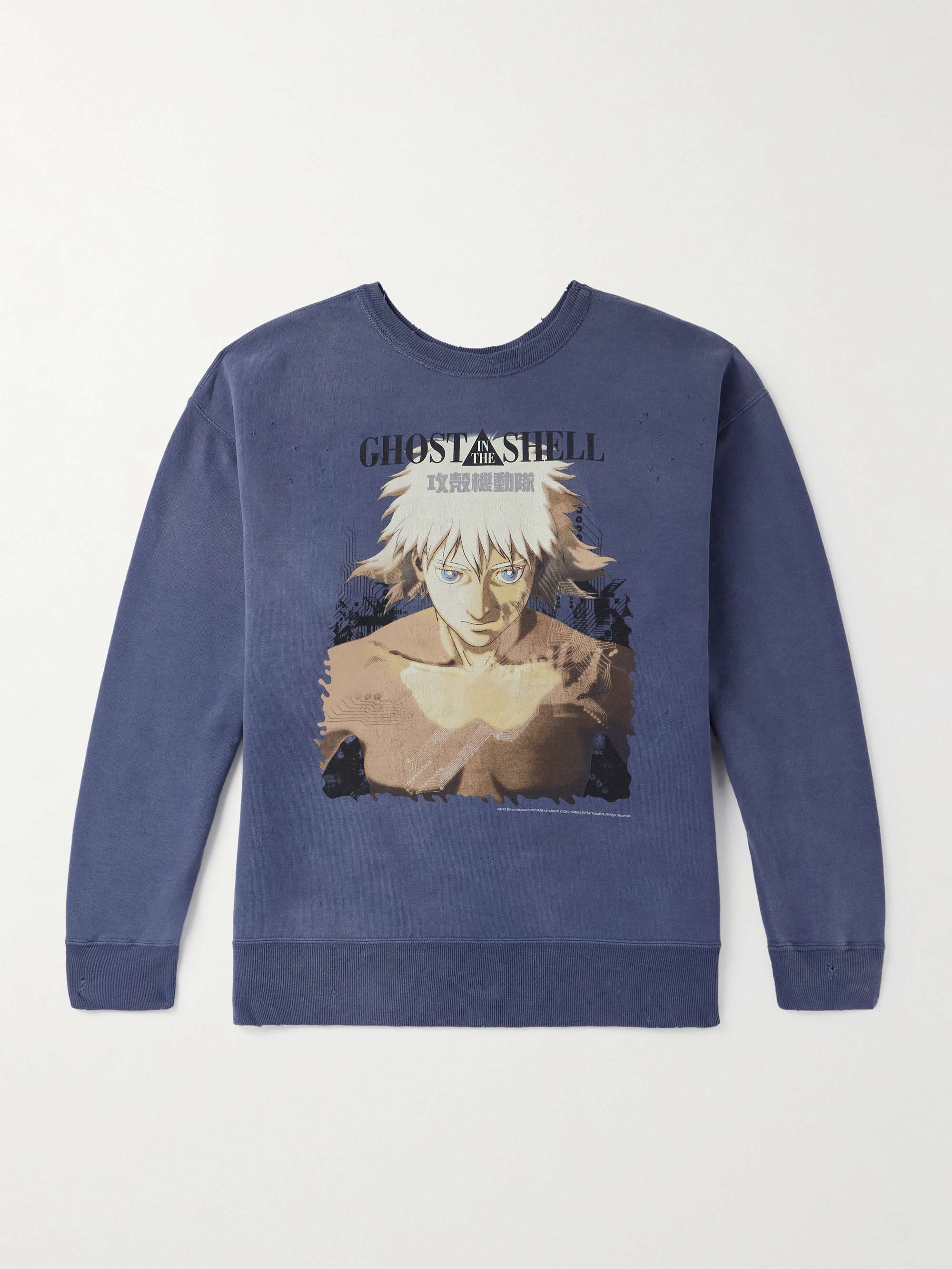 + Ghost in the Shell Distressed Printed Cotton-Jersey Sweatshirt view