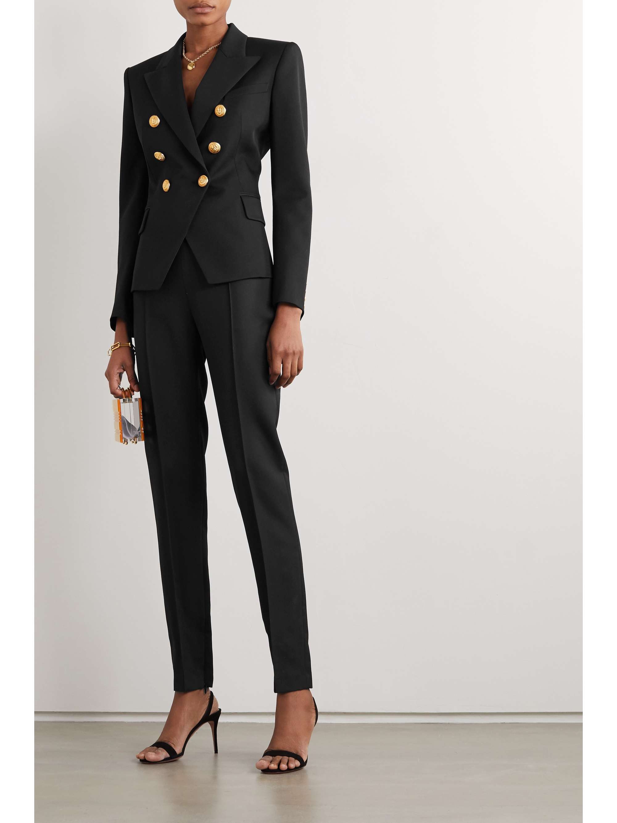 Double-breasted wool-twill blazer view
