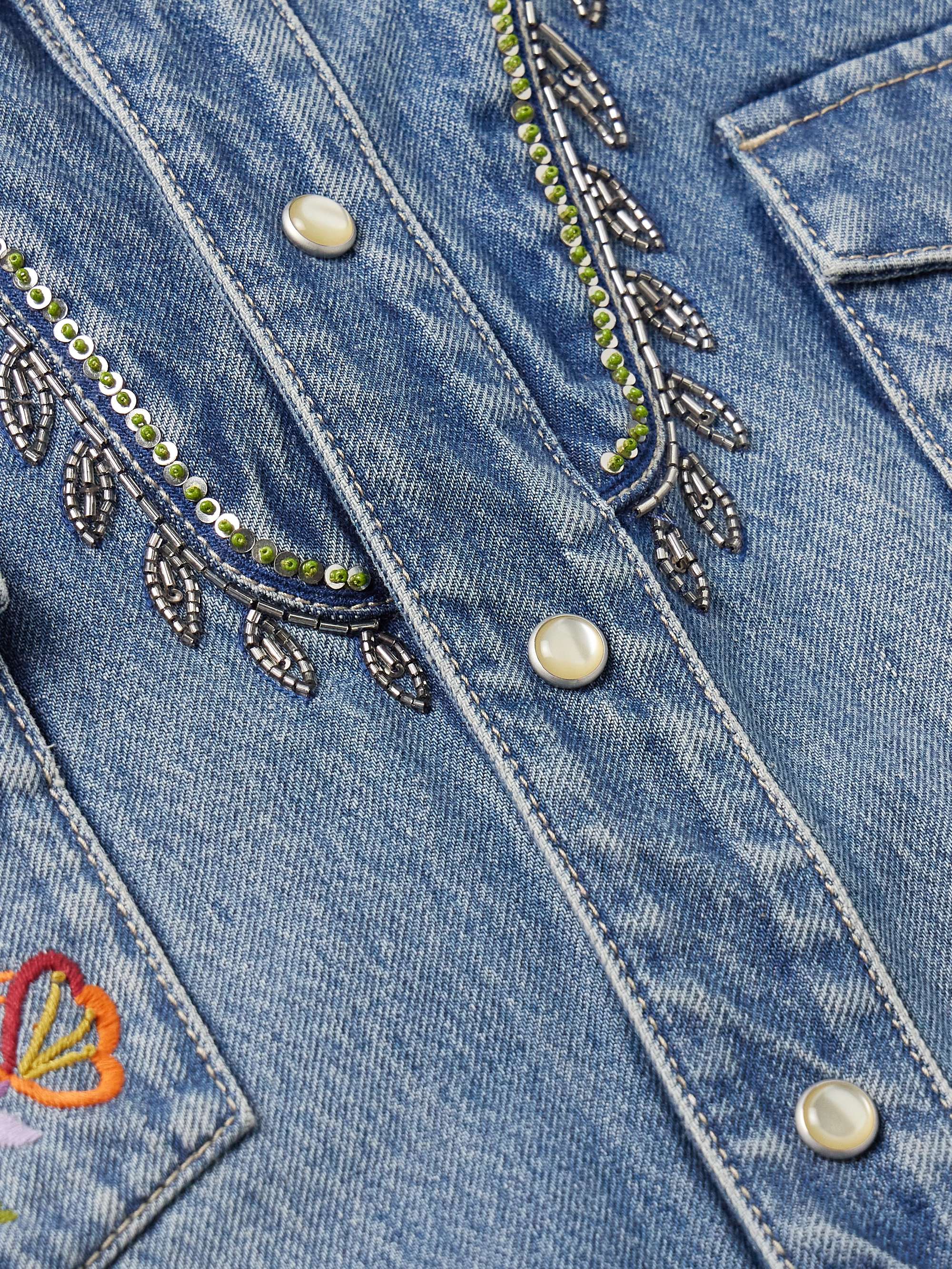 Embellished Embroidered Denim Overshirt view