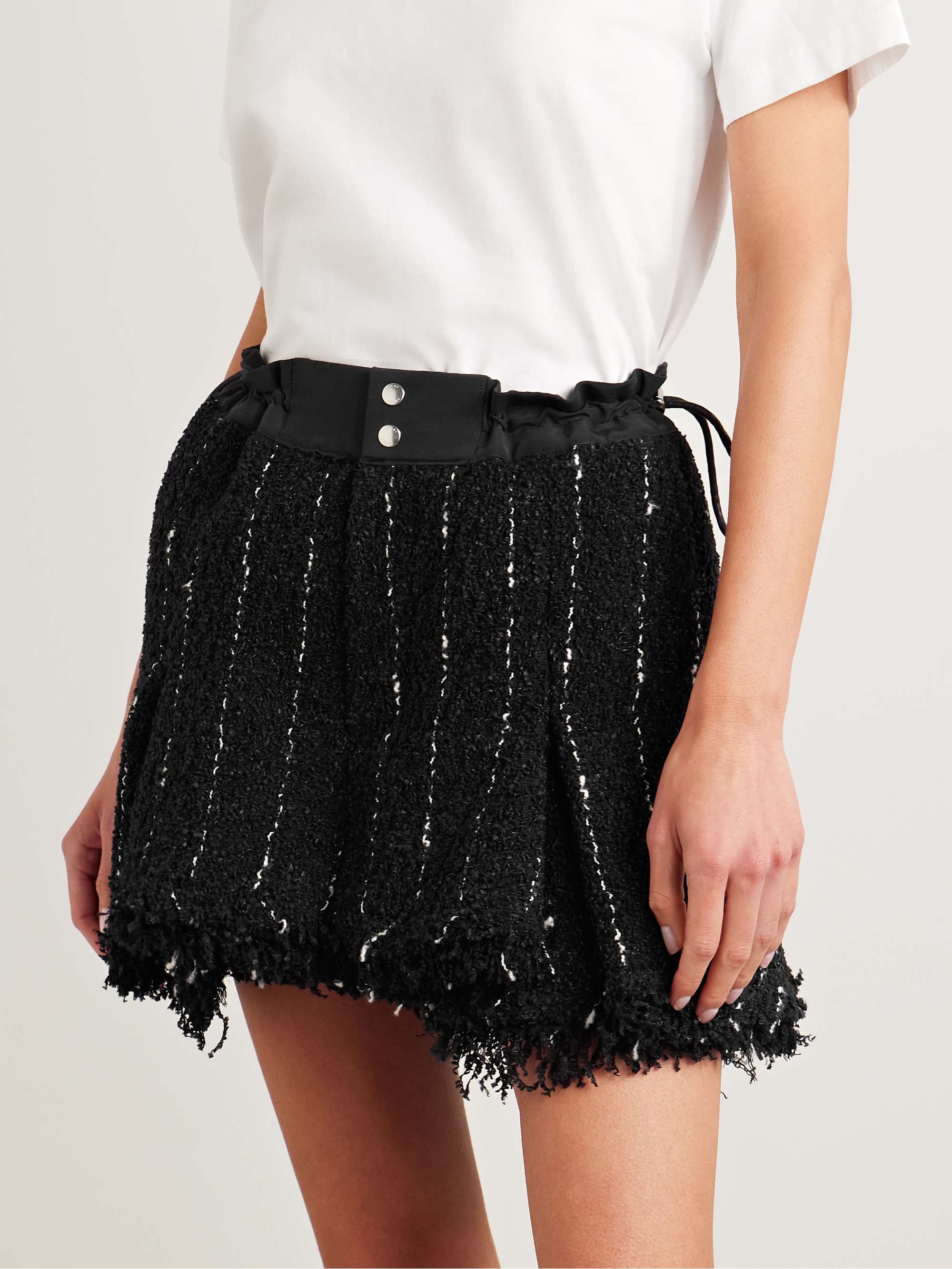 Pinstriped bouclé shorts view