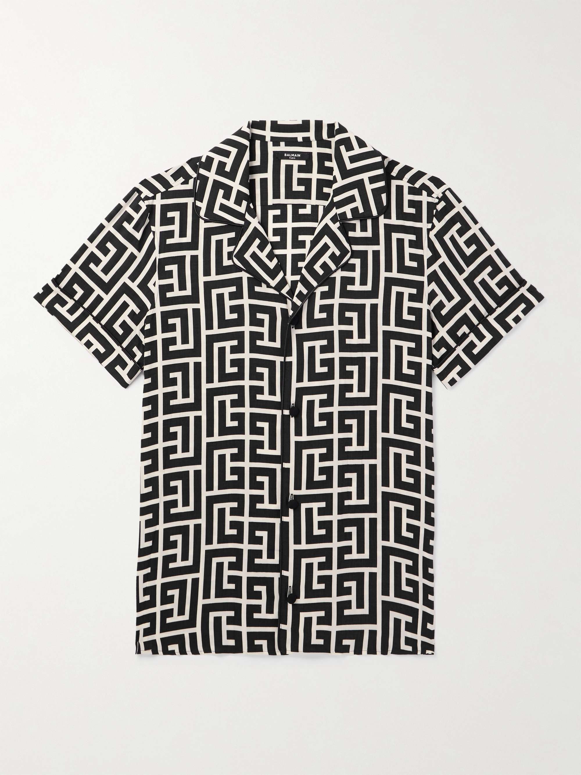 Camp-Collar Logo-Print Satin Shirt view