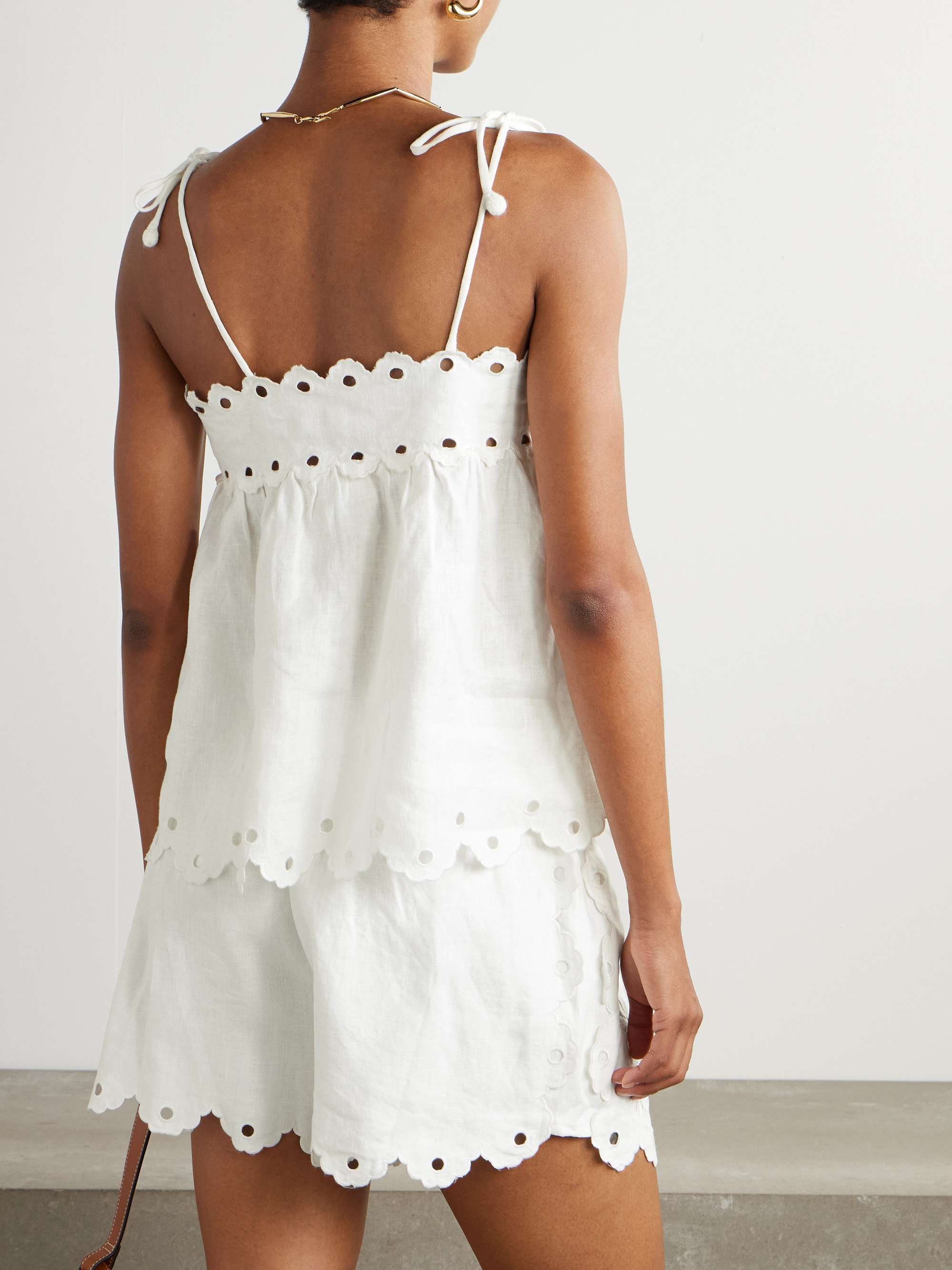 Scalloped broderie anglaise linen camisole view