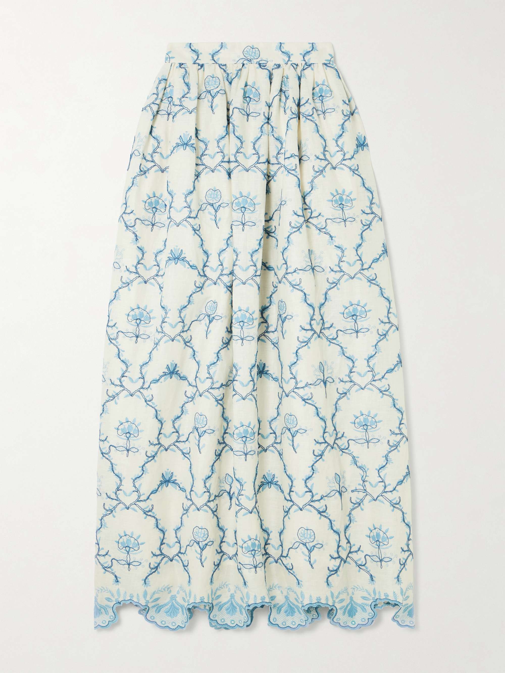 Tangelo gathered embroidered linen maxi skirt view