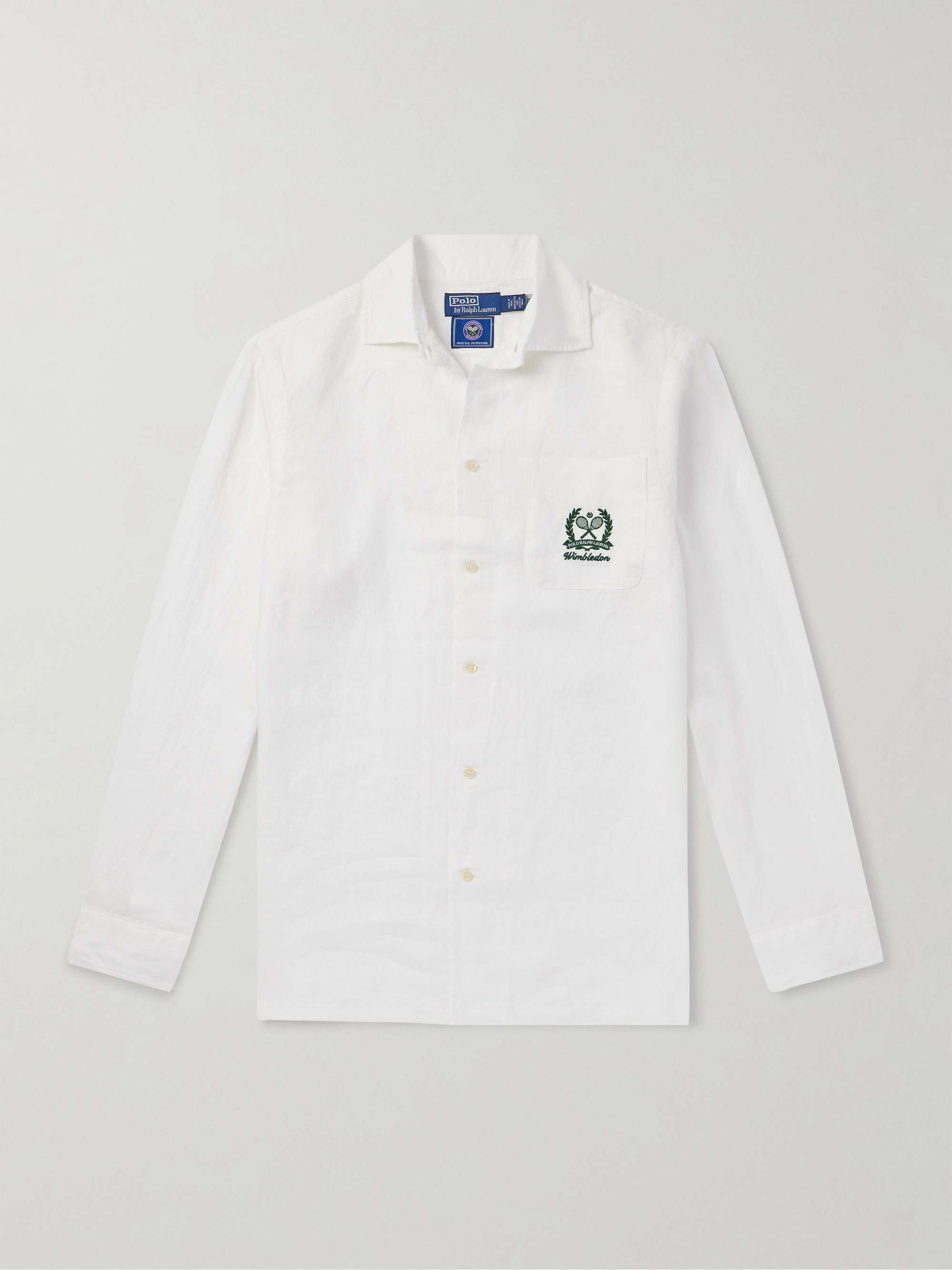 + Wimbledon Camp-Collar Logo-Embroidered Linen Shirt view