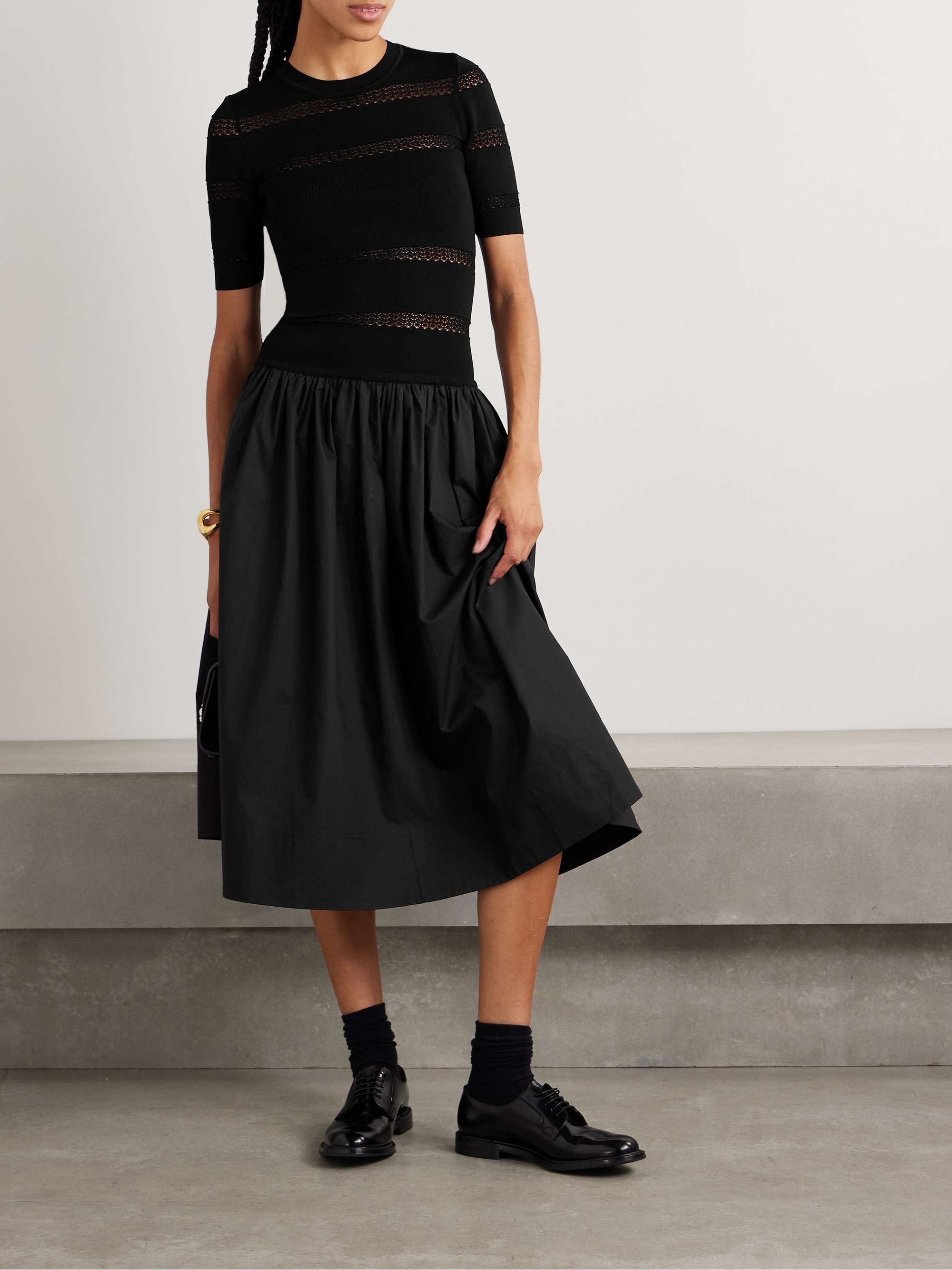 Devon paneled stretch-knit and cotton midi dress view