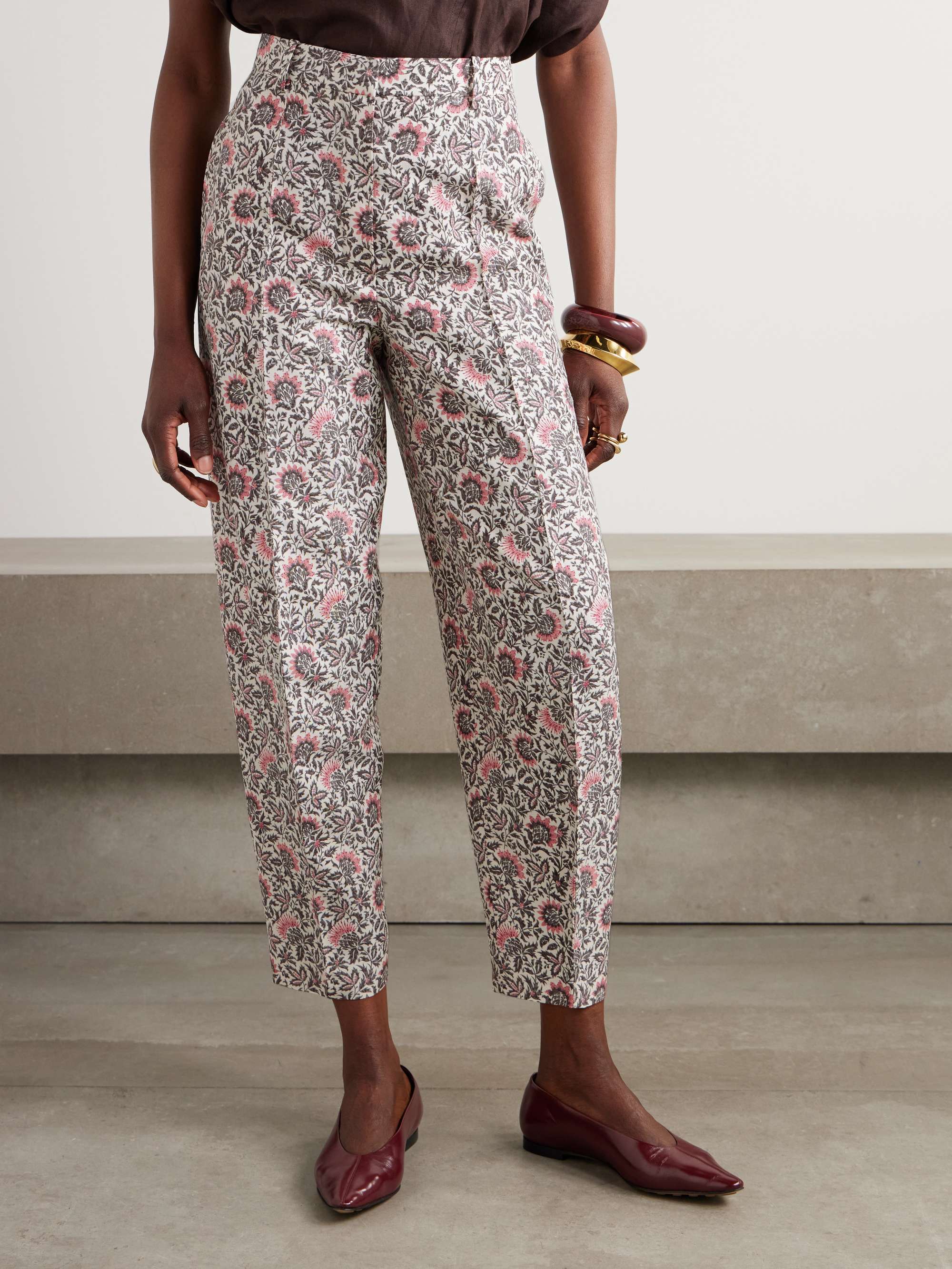 Dan floral-print silk tapered pants view
