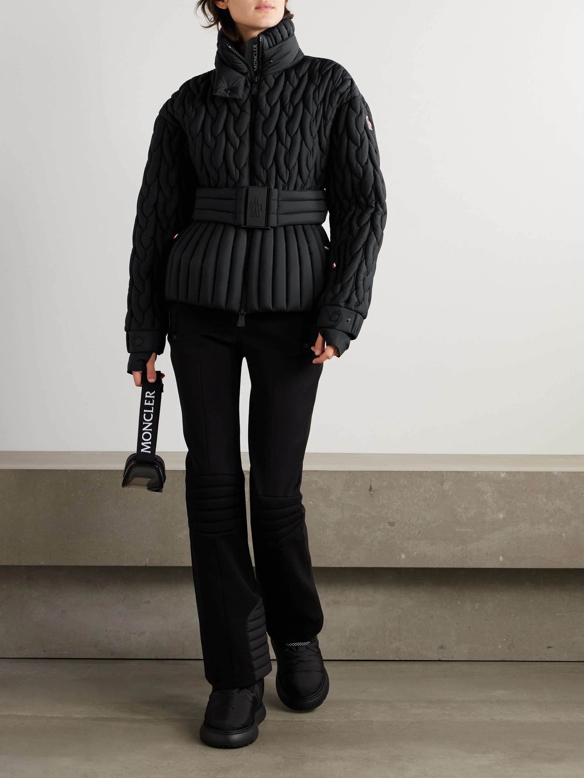 Maipo appliquéd belted quilted padded shell down ski jacket view