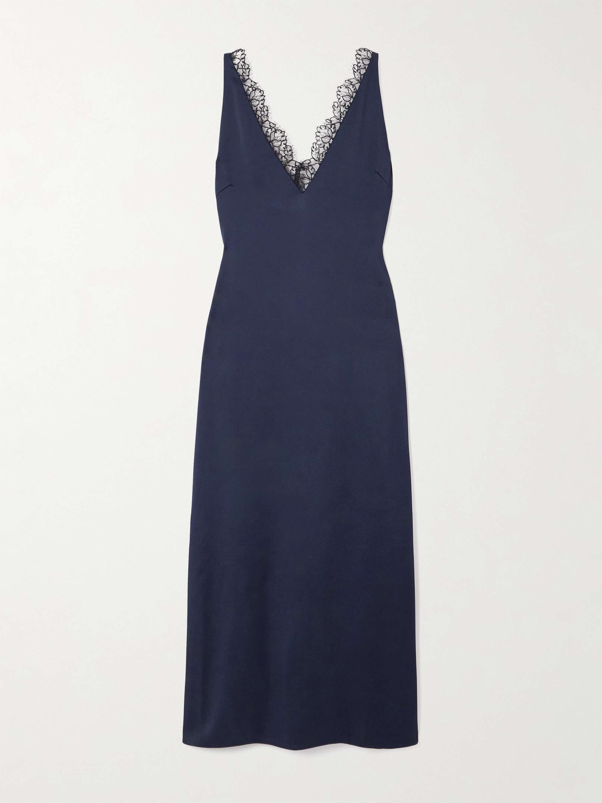 Lace-trimmed satin midi dress view