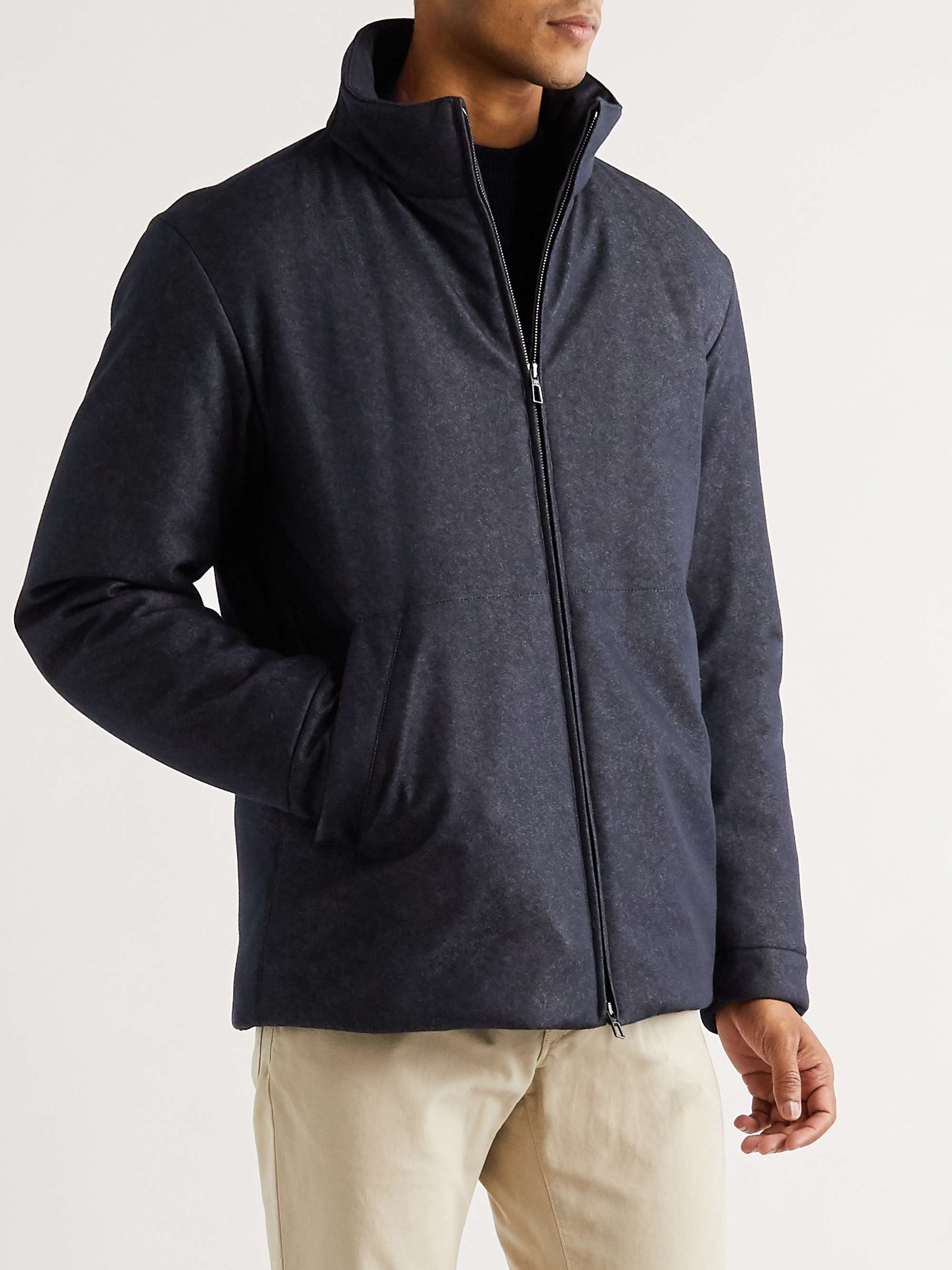 Storm System Virgin Wool-Blend Denim Bomber Jacket view