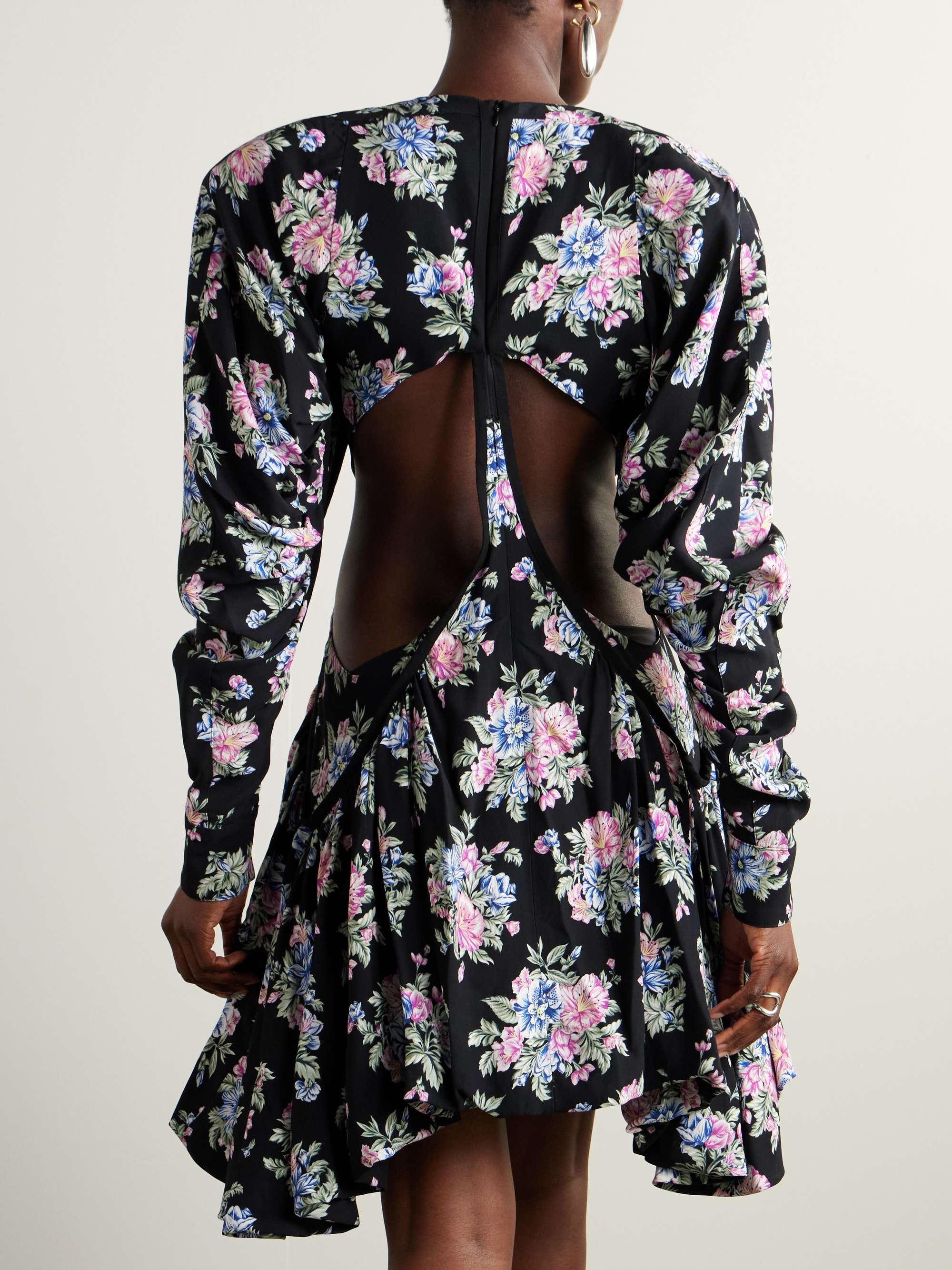 Cutout floral-print crepe mini dress view
