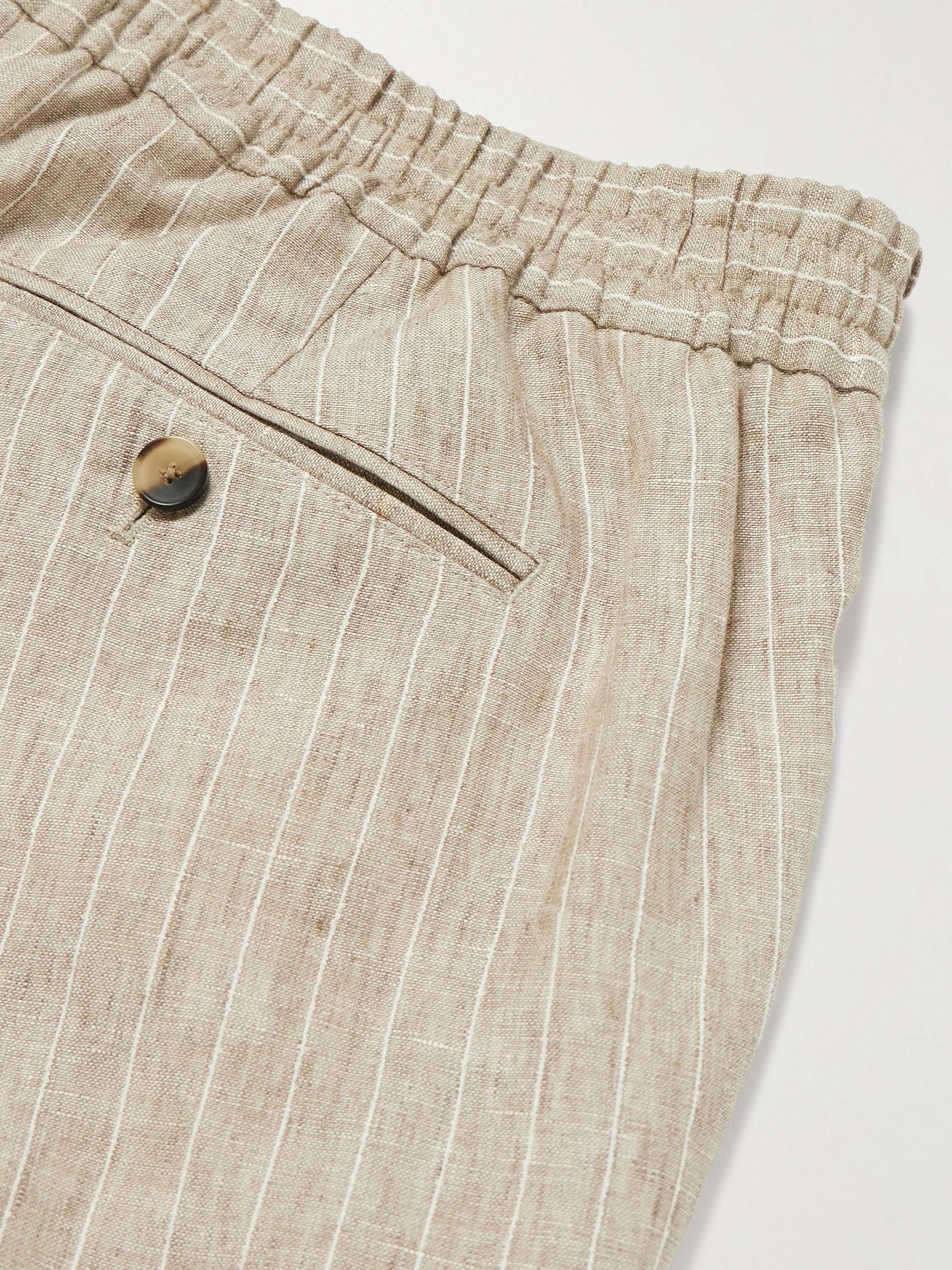 James Straight-Leg Striped Linen Suit Trousers view