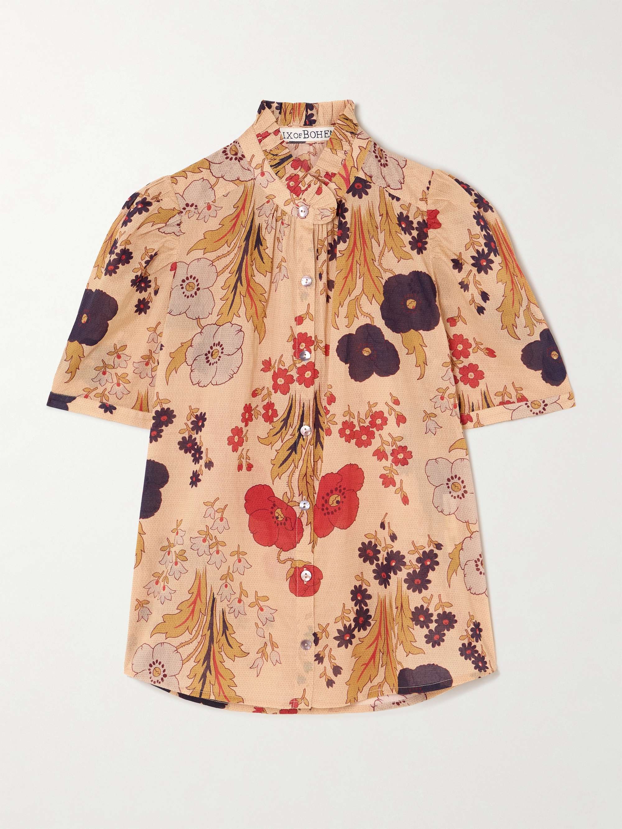 Winnie Vintage Poppy ruffled printed cotton-voile shirt view