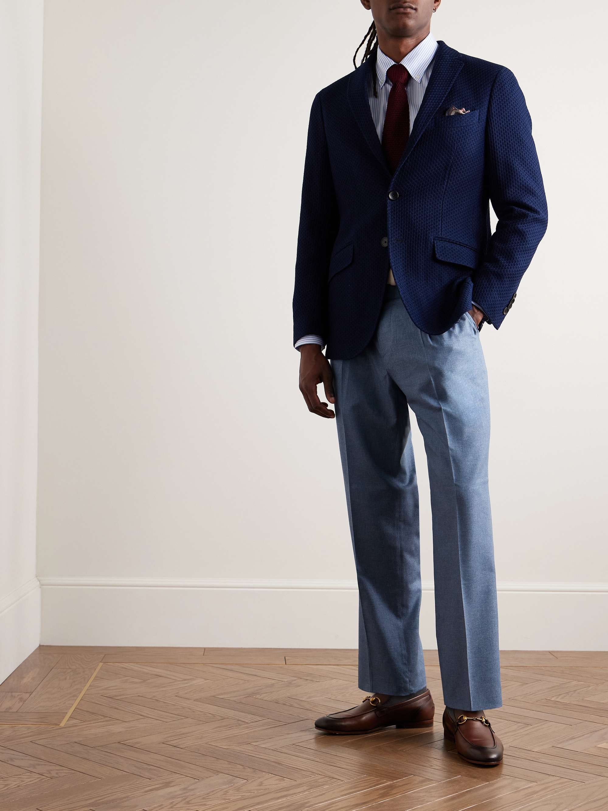 Straight-Leg Pleated Silk and Cashmere-Blend Trousers view