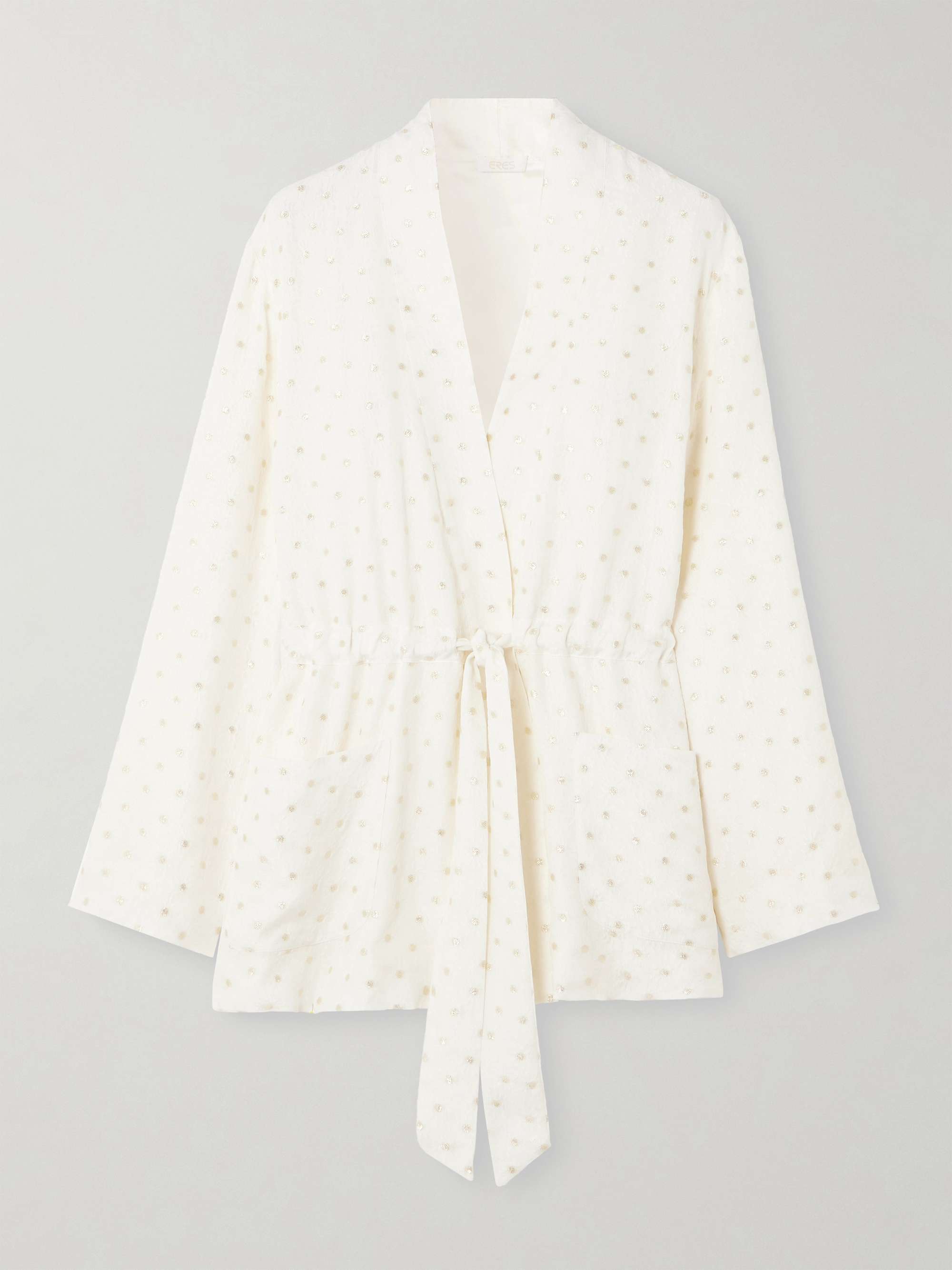 Petillant belted embroidered metallic silk-blend jacquard robe view