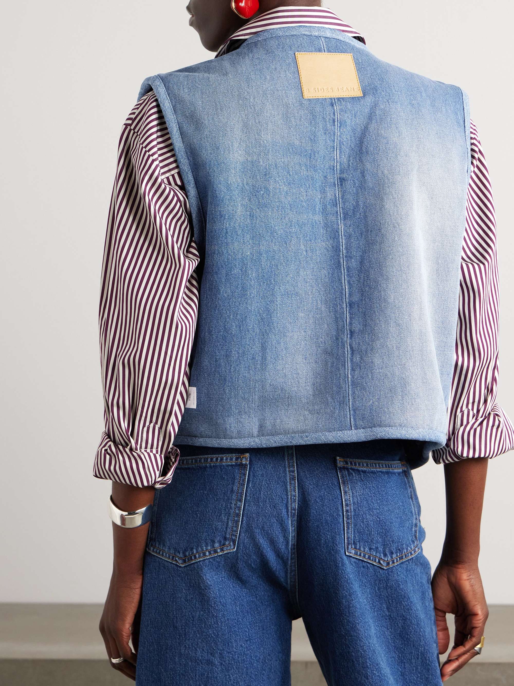 Reversible denim and faux shearling vest view