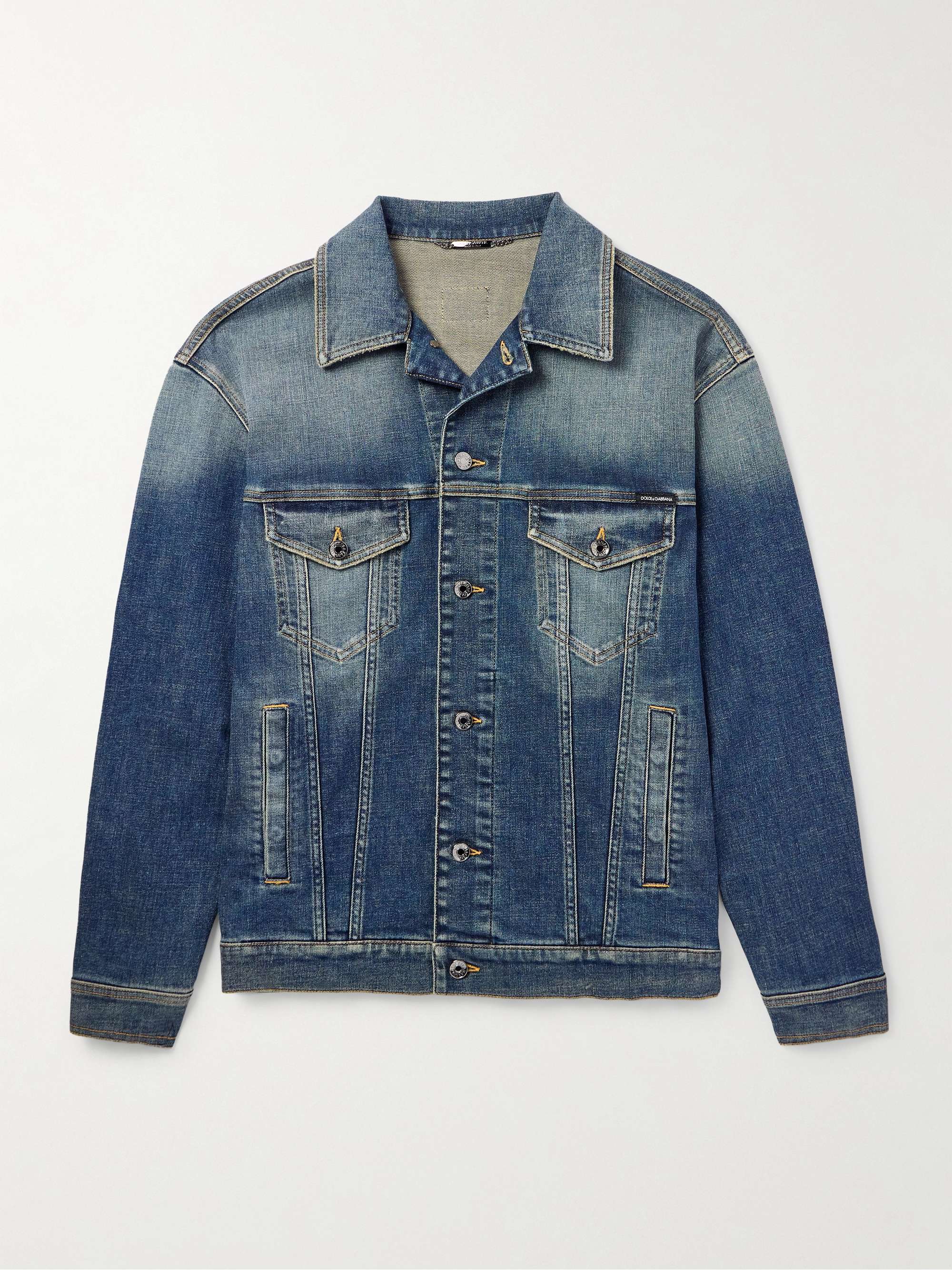 Logo-Appliquéd Washed-Denim Jacket view