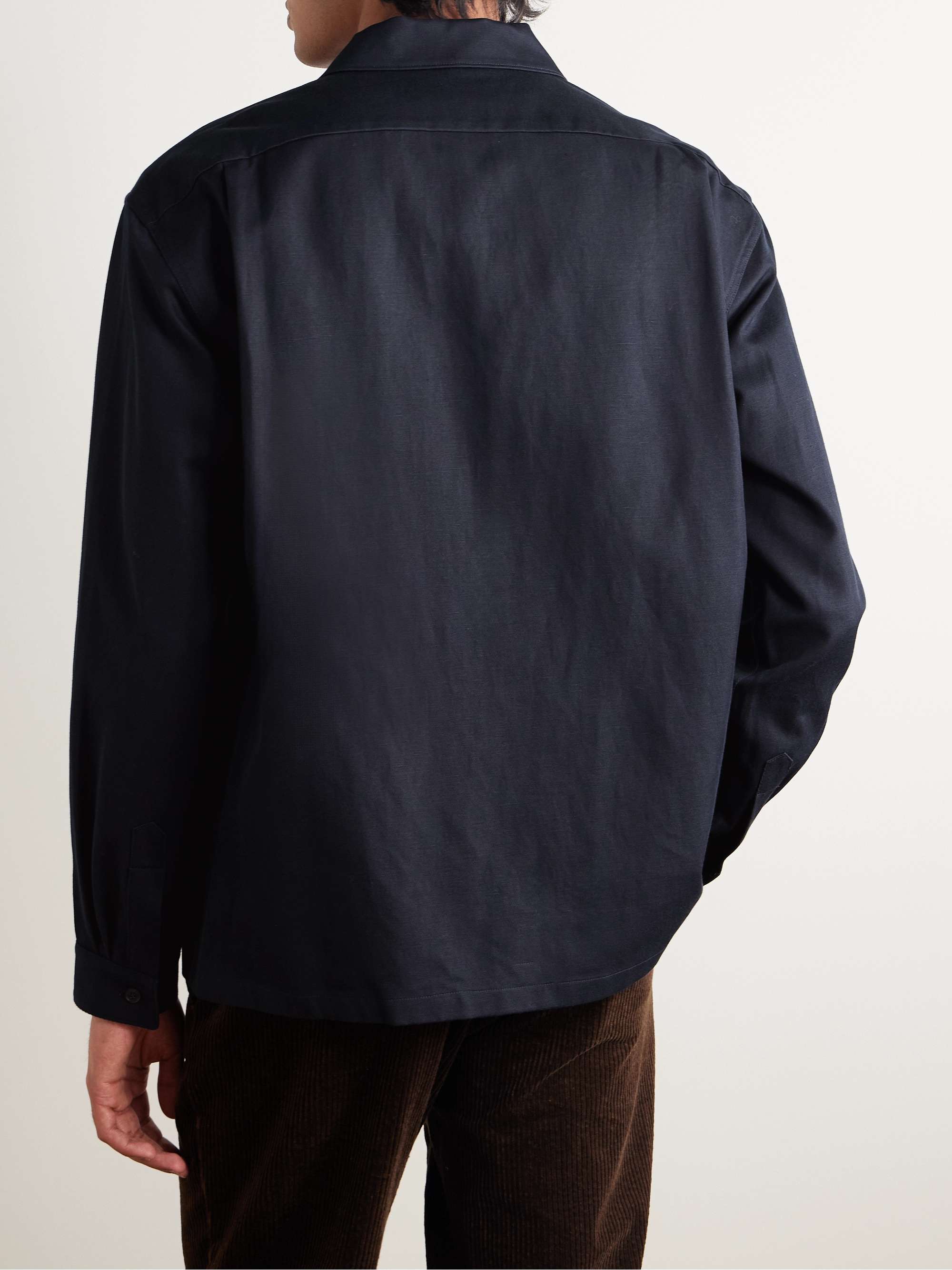 Evander Cotton and Linen-Blend Twill Overshirt view