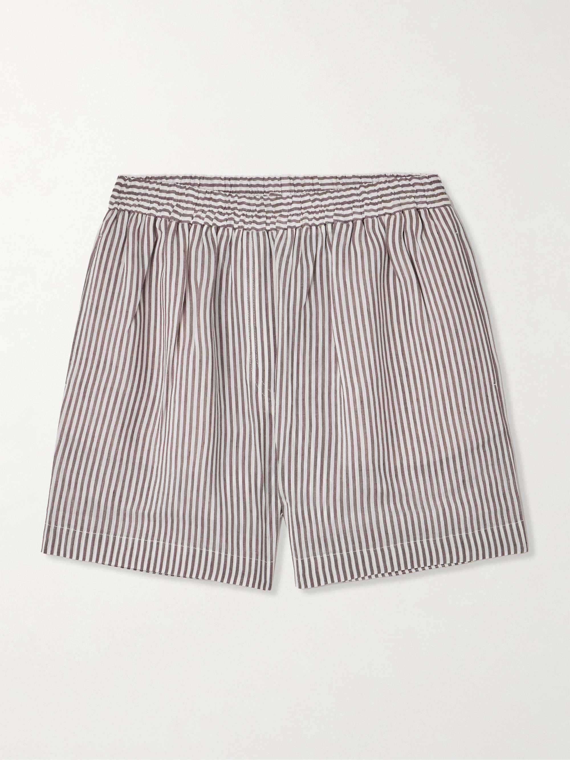 Striped linen and silk-blend shorts view