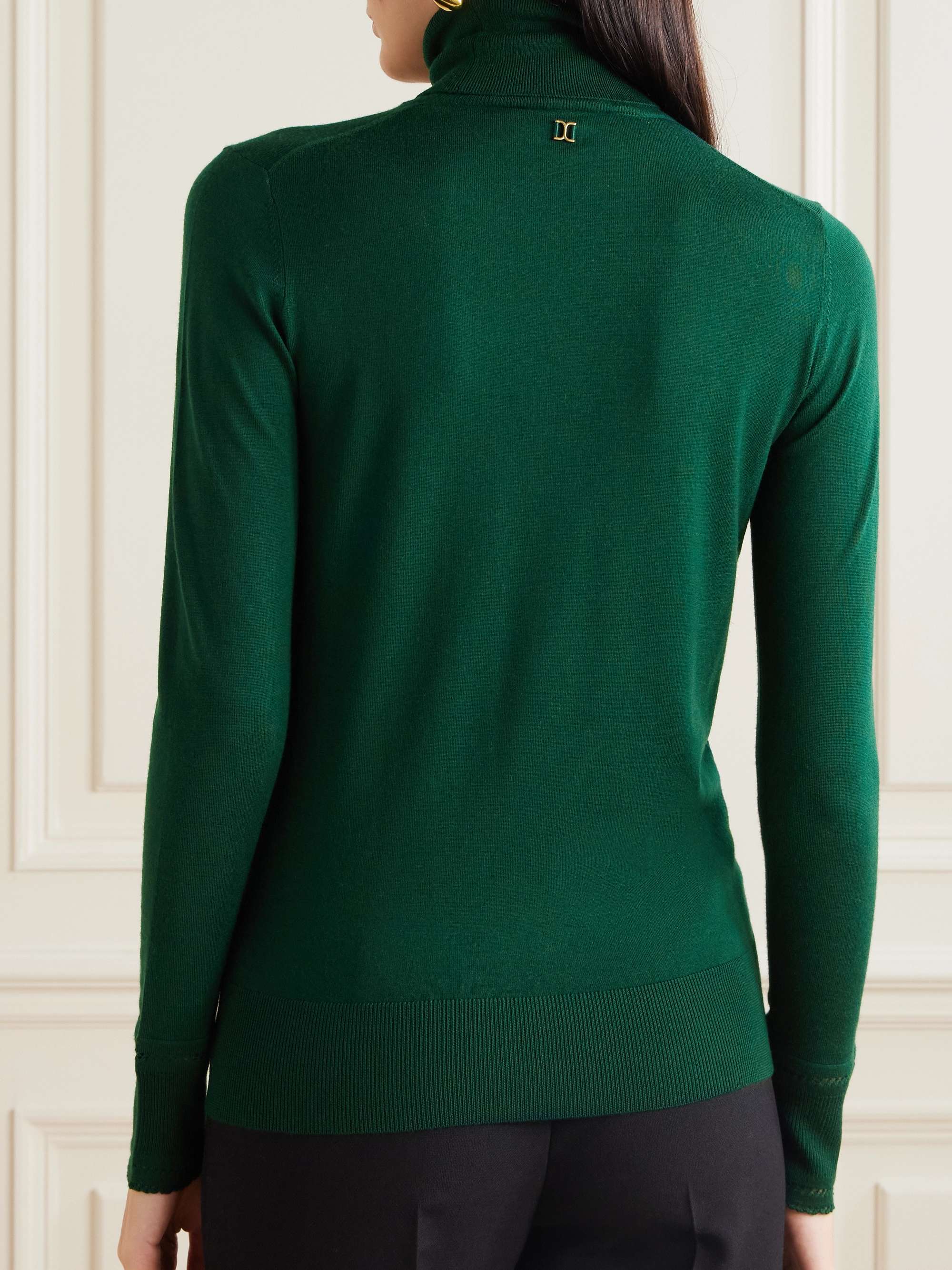 Pointelle-knit wool turtleneck sweater view