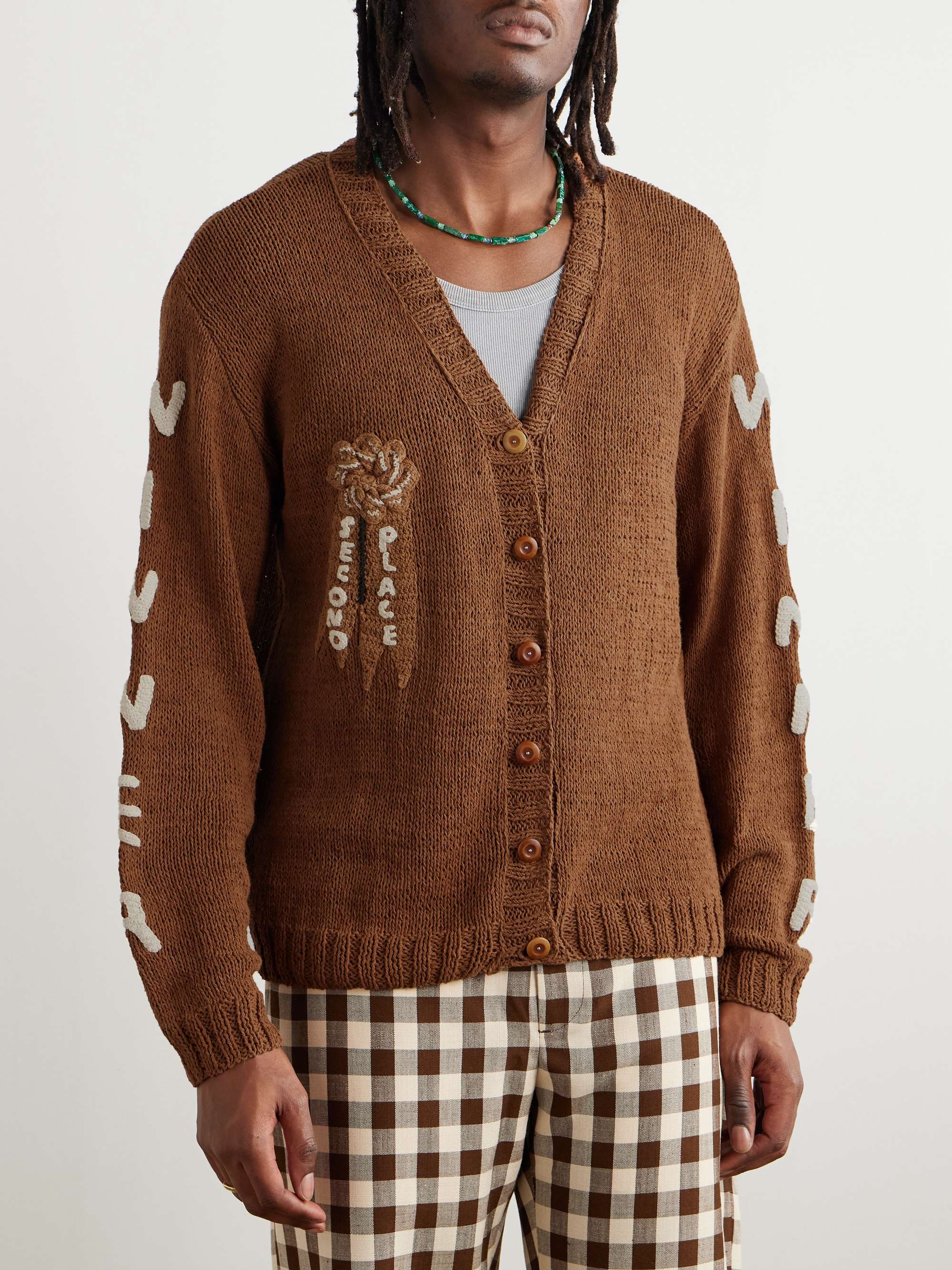 Twinsun Appliquéd Jacquard-Knit Organic Cotton Cardigan view