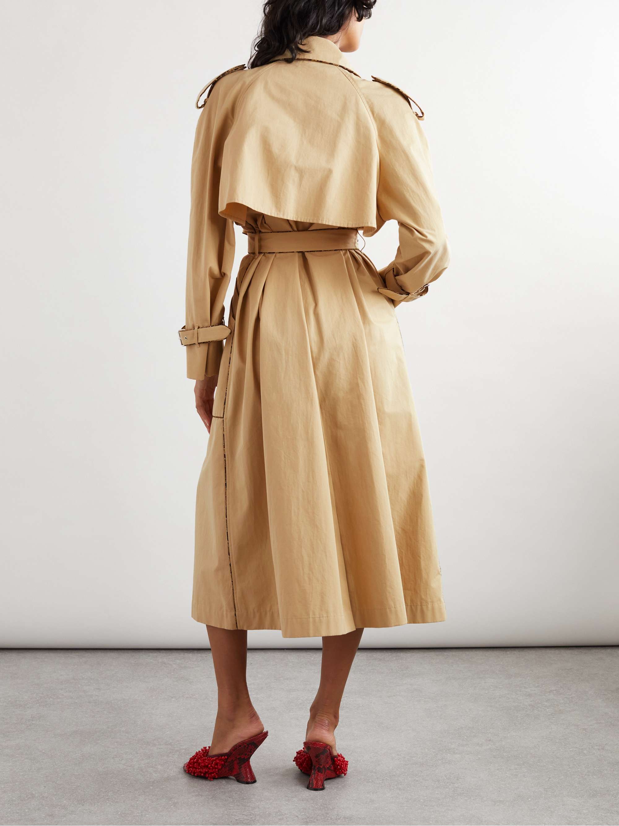Double-breasted cotton trench coat view