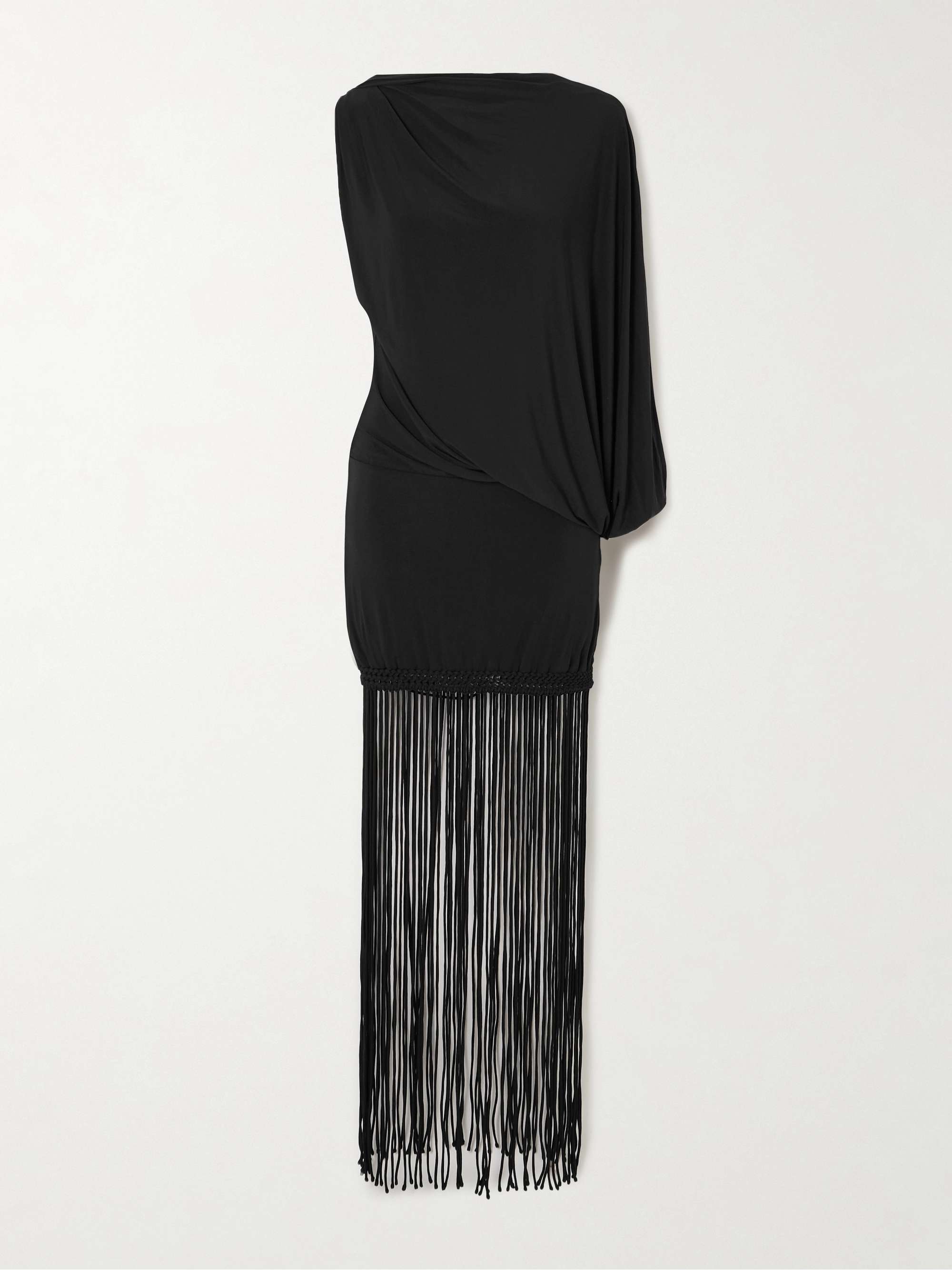 Colmar one-sleeve fringed draped stretch-jersey dress view