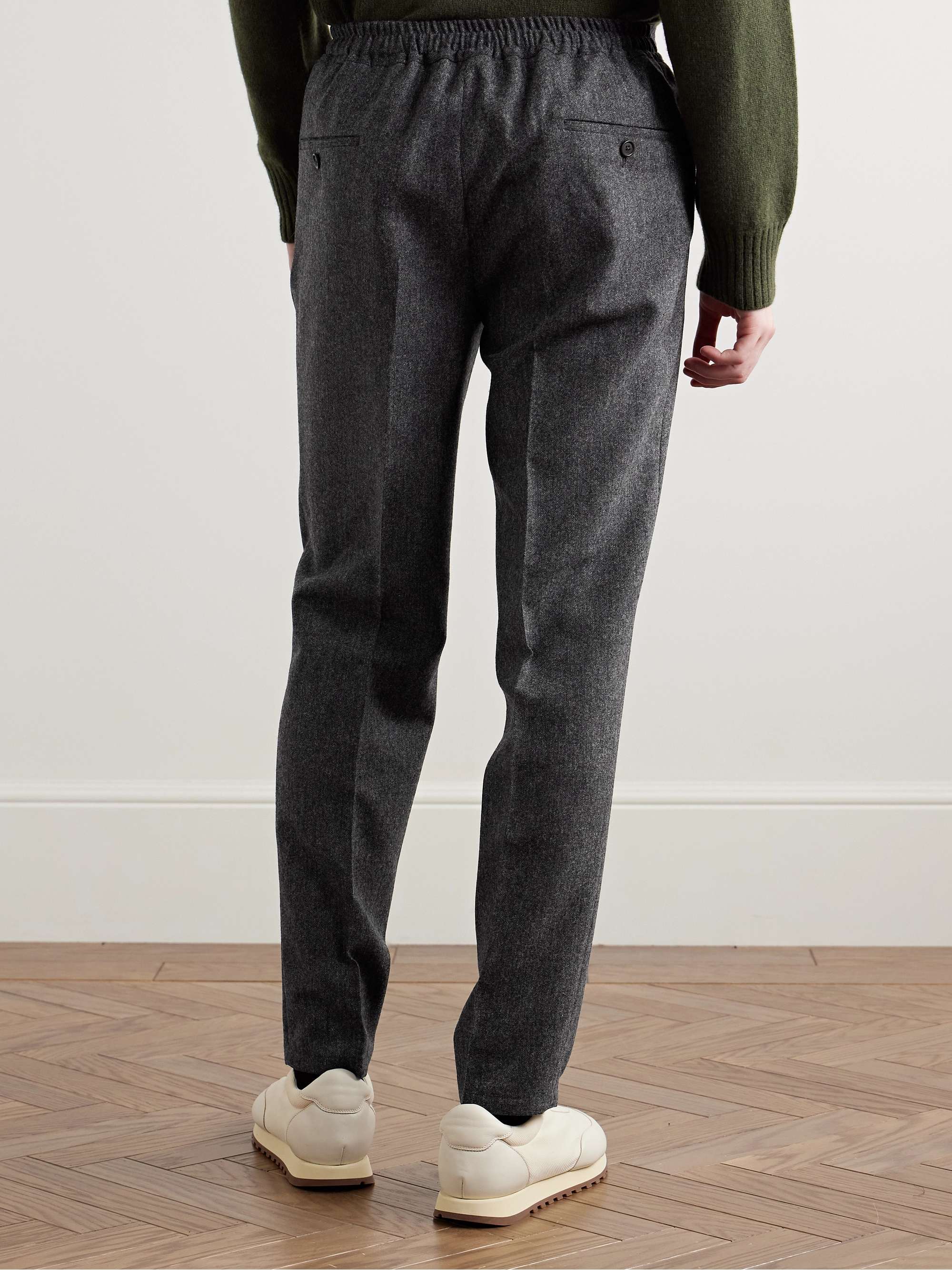 Tapered Wool-Blend Drawstring Trousers view