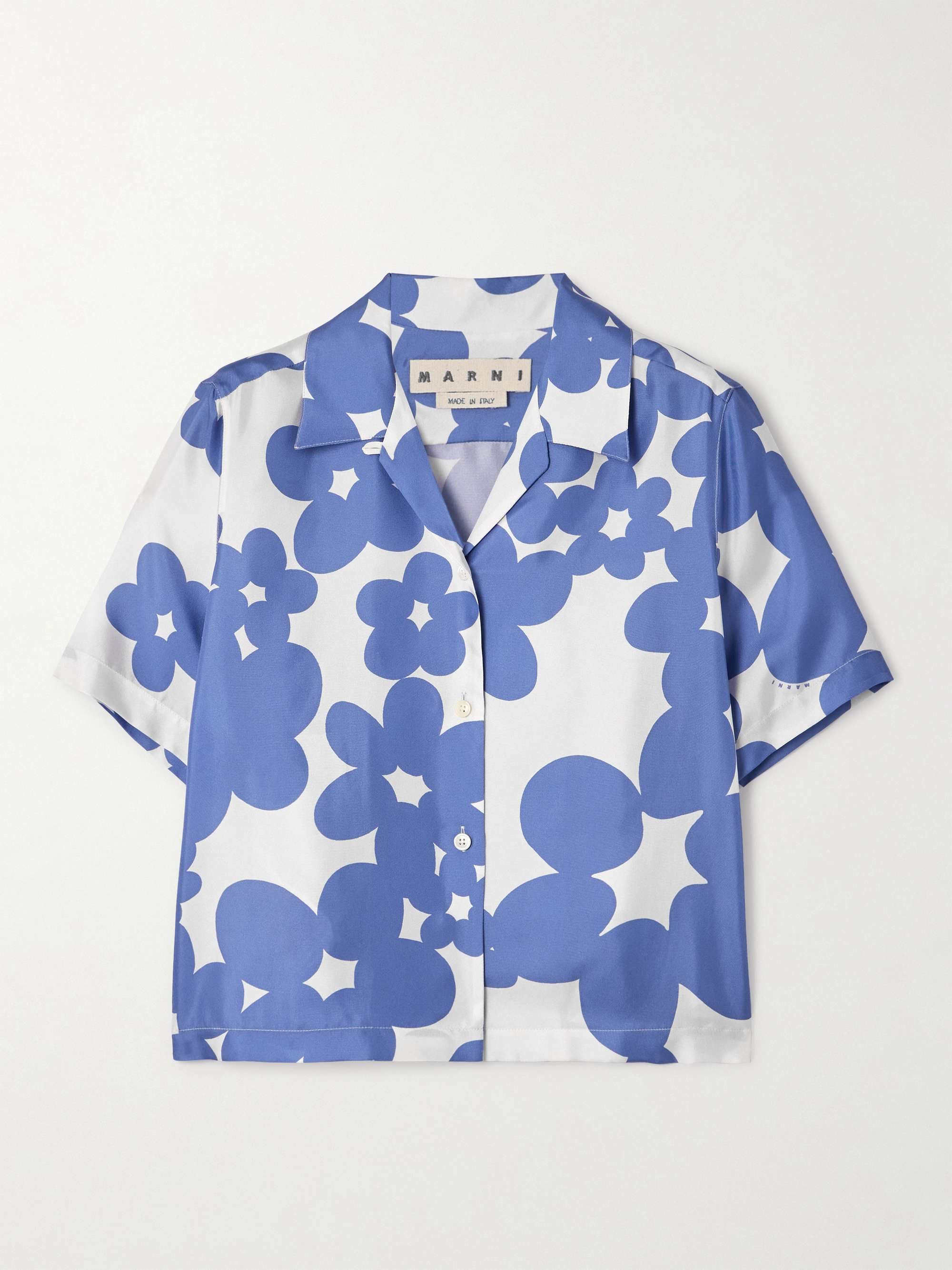 Floral-print silk-twill shirt view