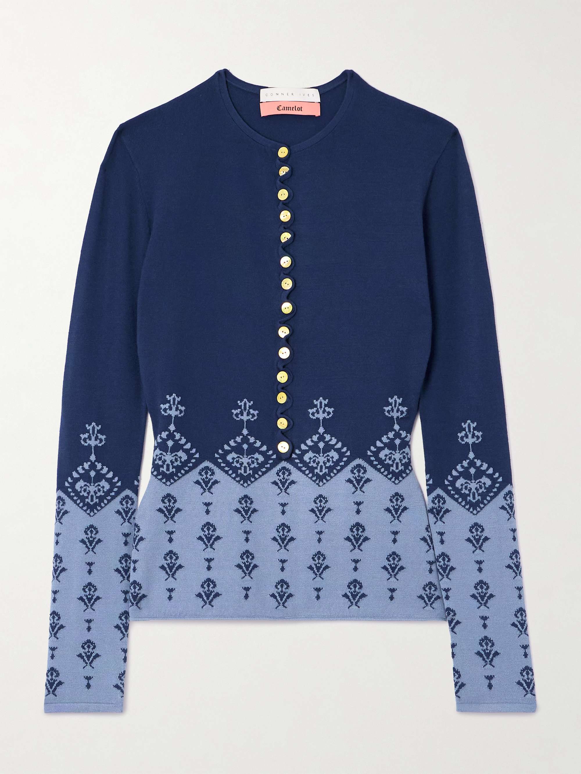 Ruffled jacquard-knit sweater view