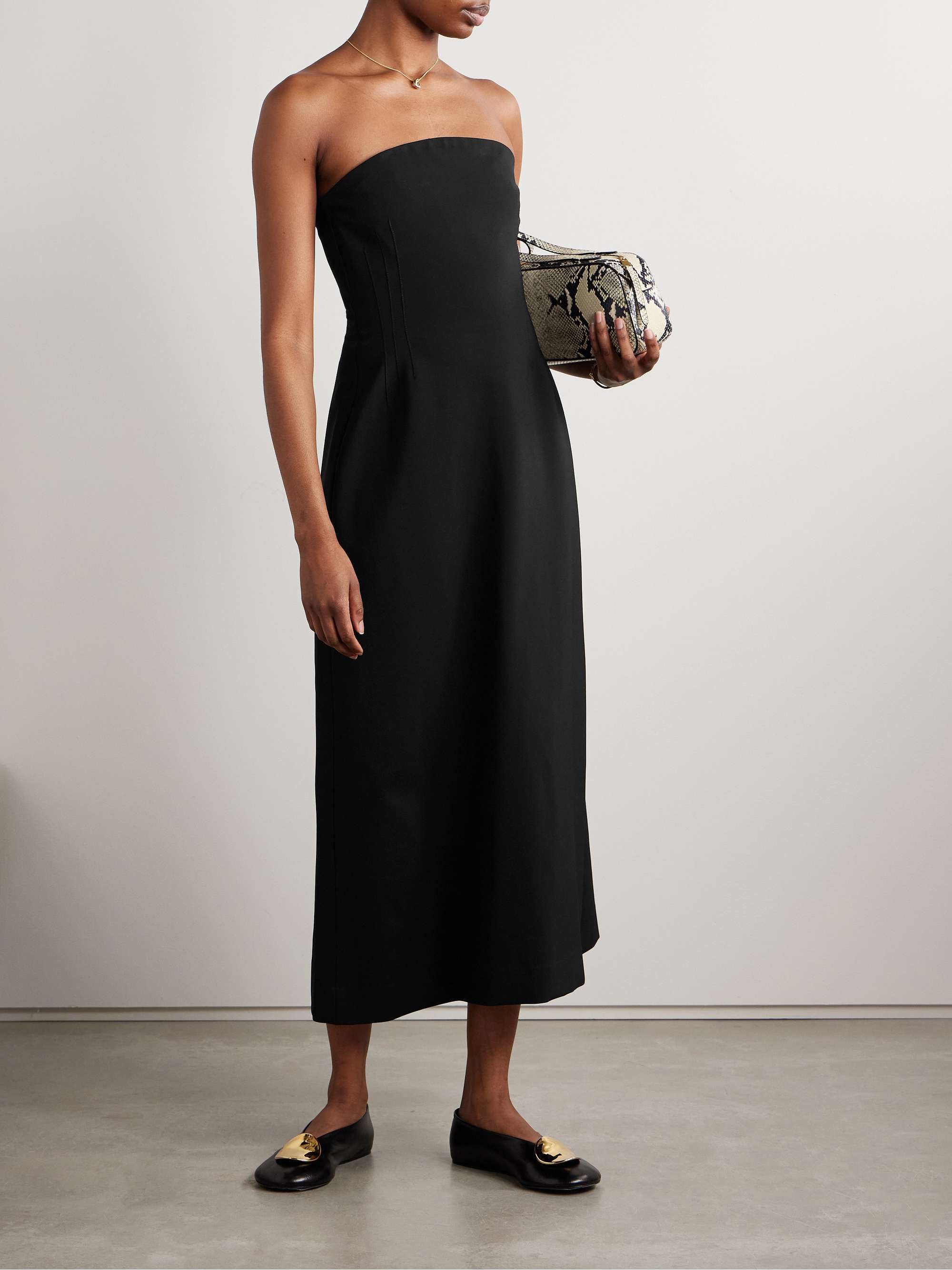 Blaise strapless crepe midi dress view