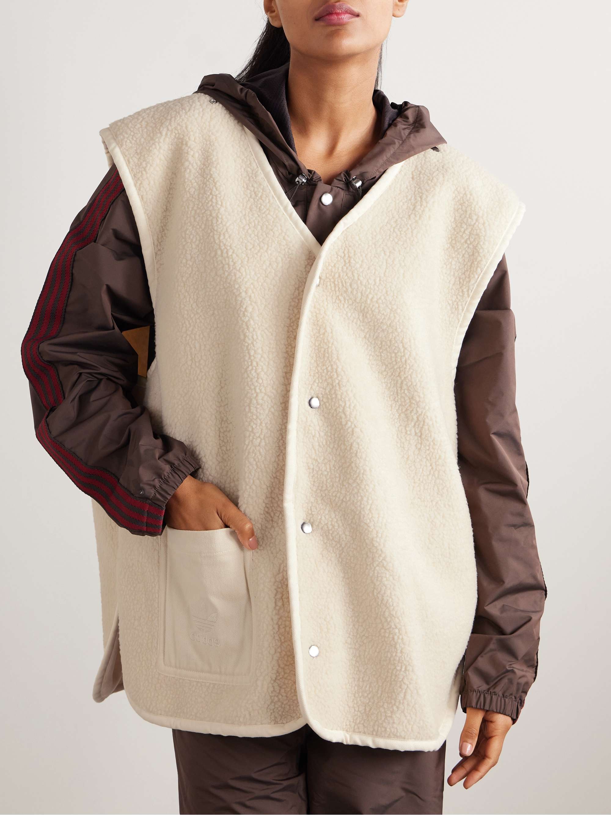 + Wales Bonner Coach hooded embroidered brushed recycled-twill coat view