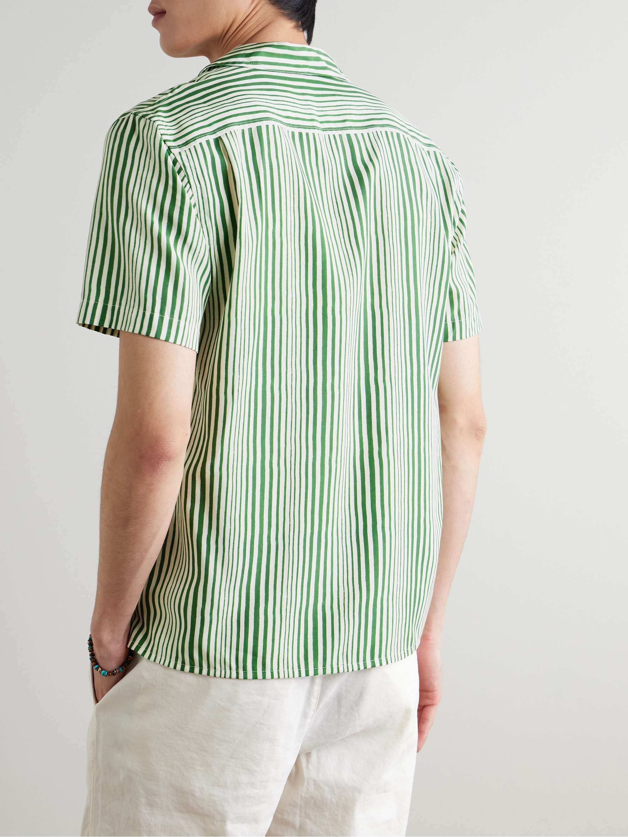Hibbert Camp-Collar Striped Lyocell Shirt view