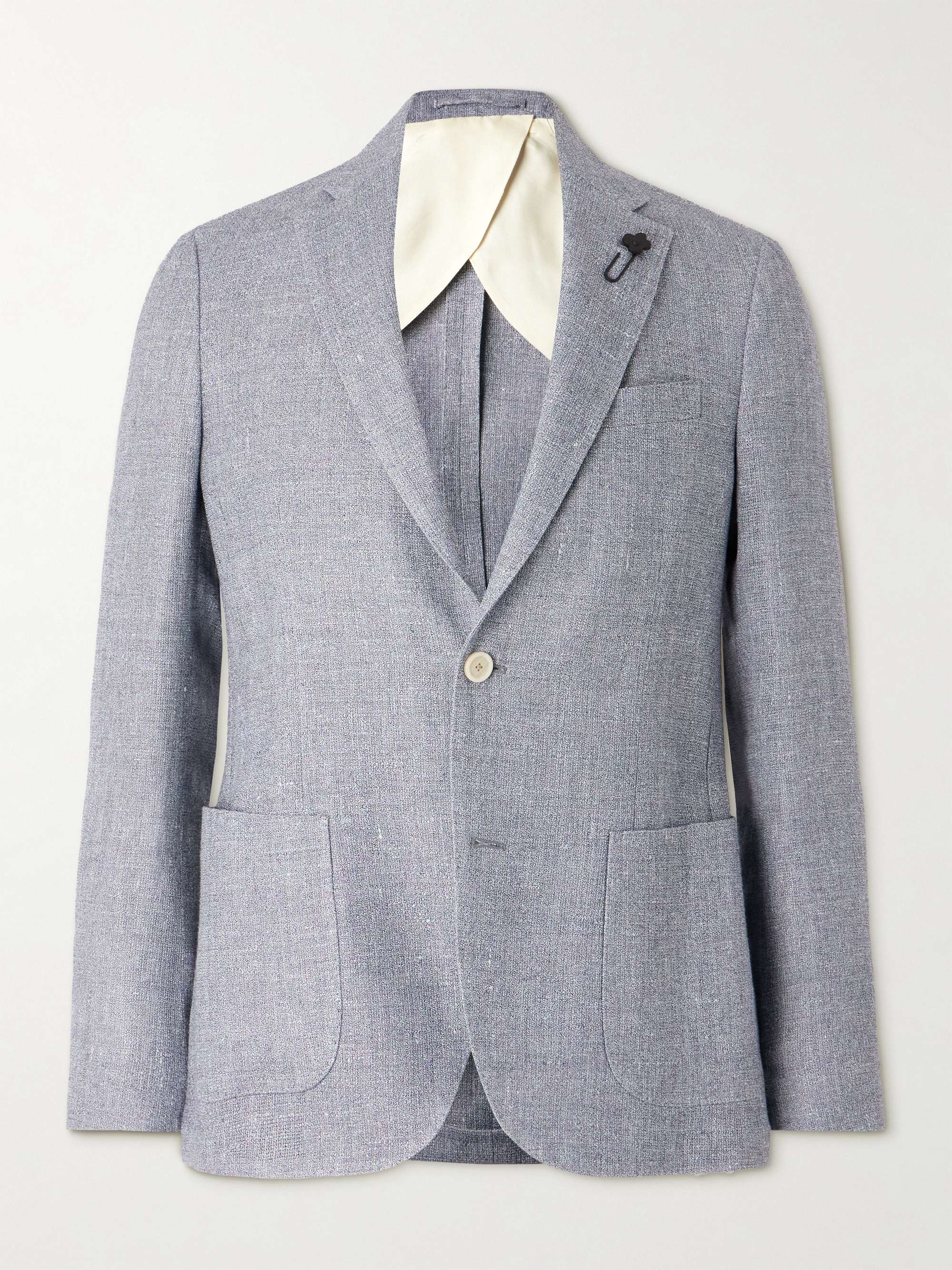 Linen and Wool-Blend Crepe Blazer view