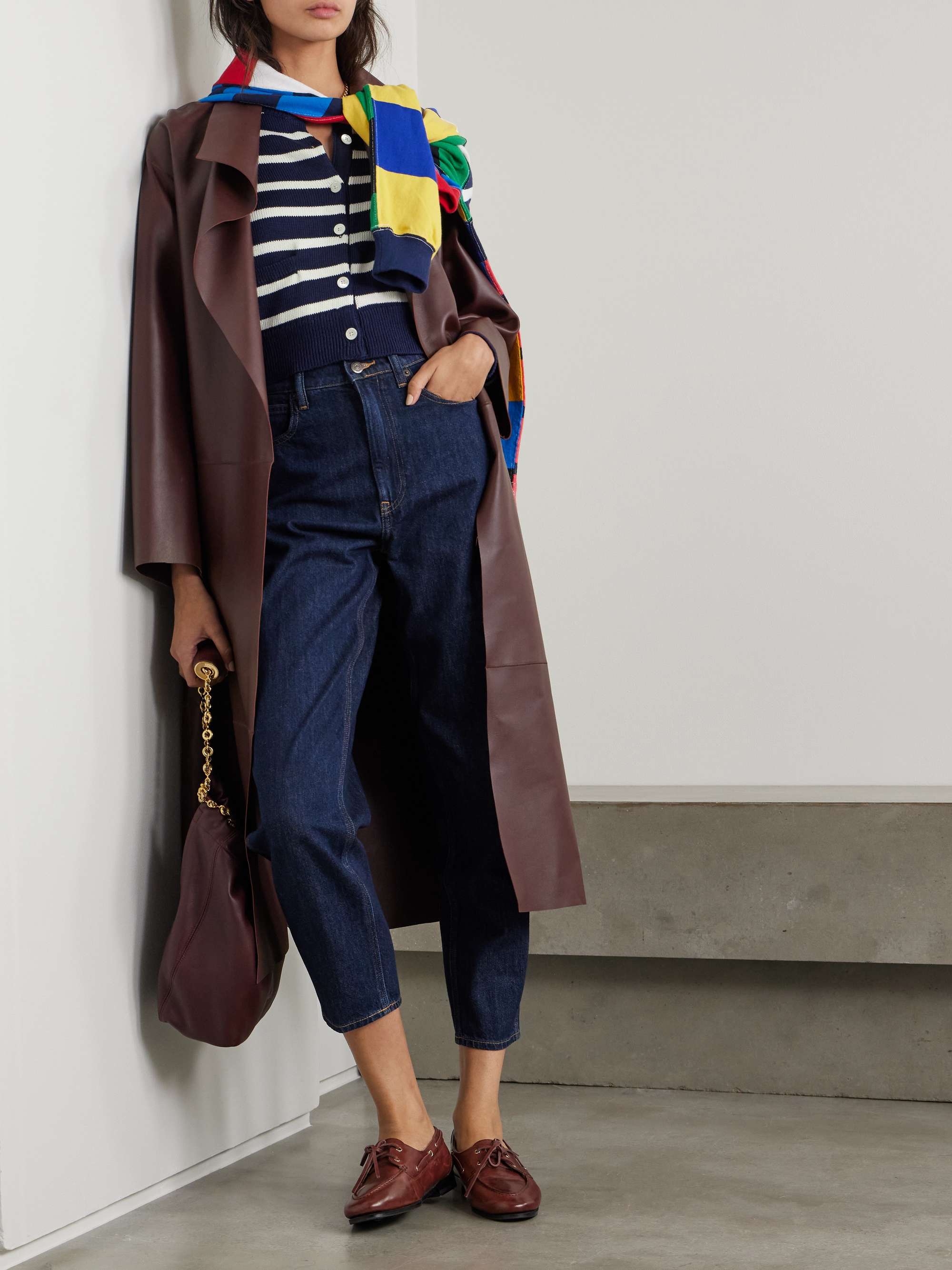 Embroidered striped cotton cardigan view