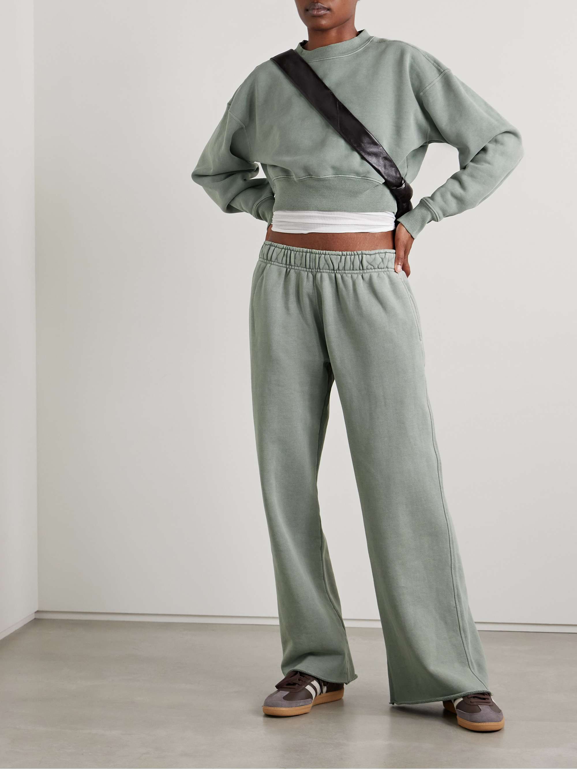 Cotton-jersey wide-leg track pants view