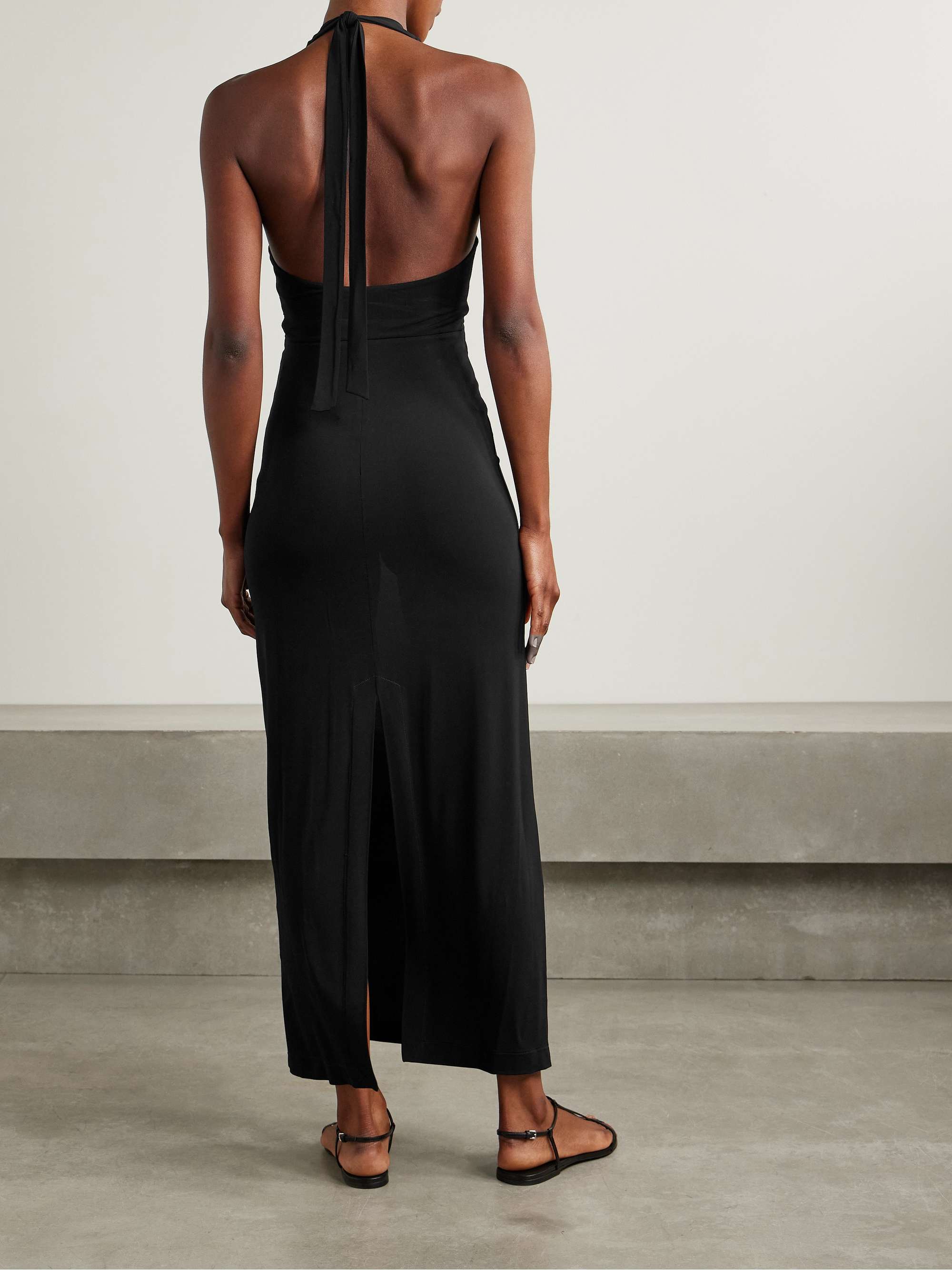 Ghiotto embellished cutout stretch-jersey halterneck maxi dress view