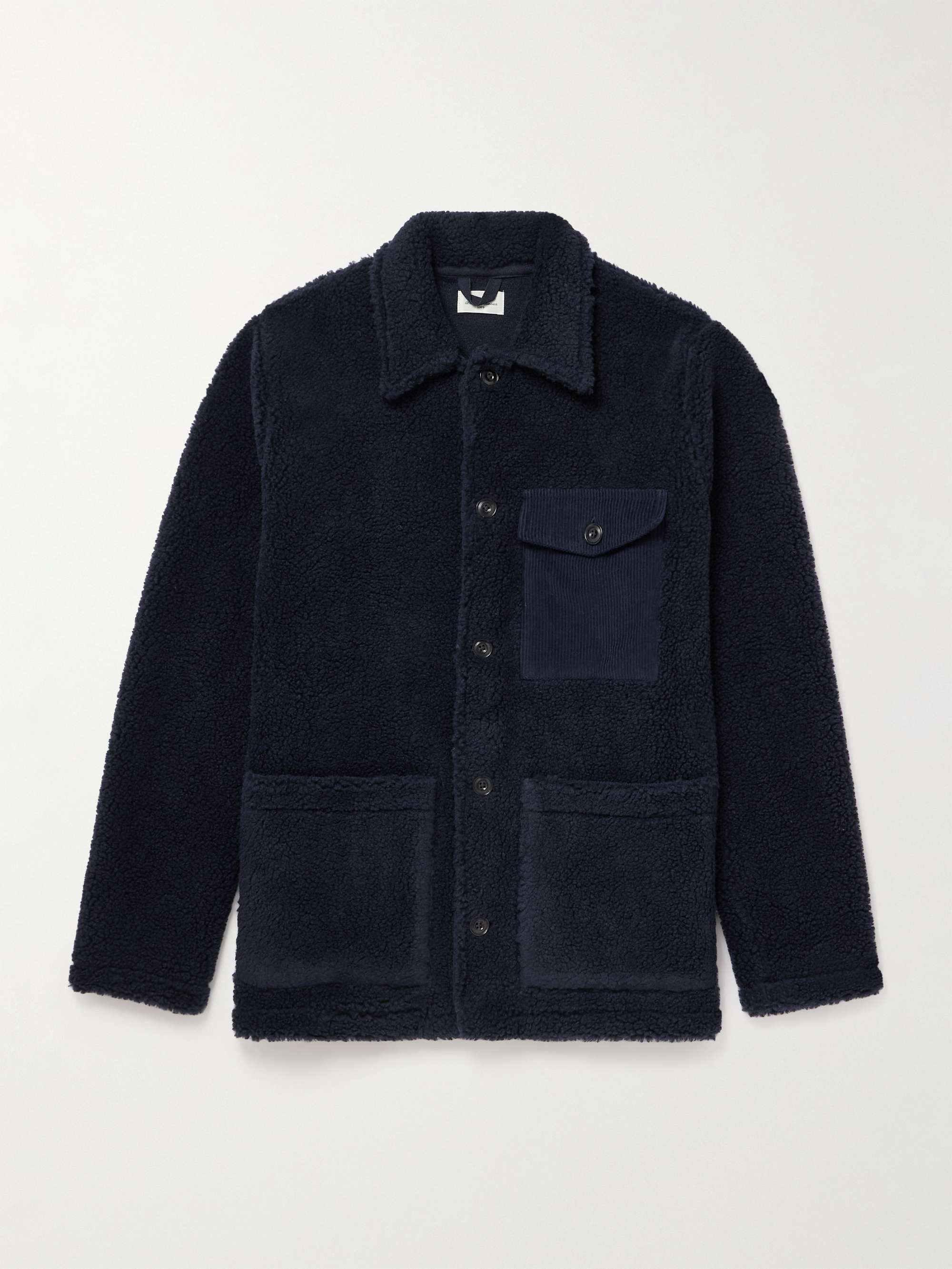 Cotton Corduroy-Trimmed Fleece Jacket view
